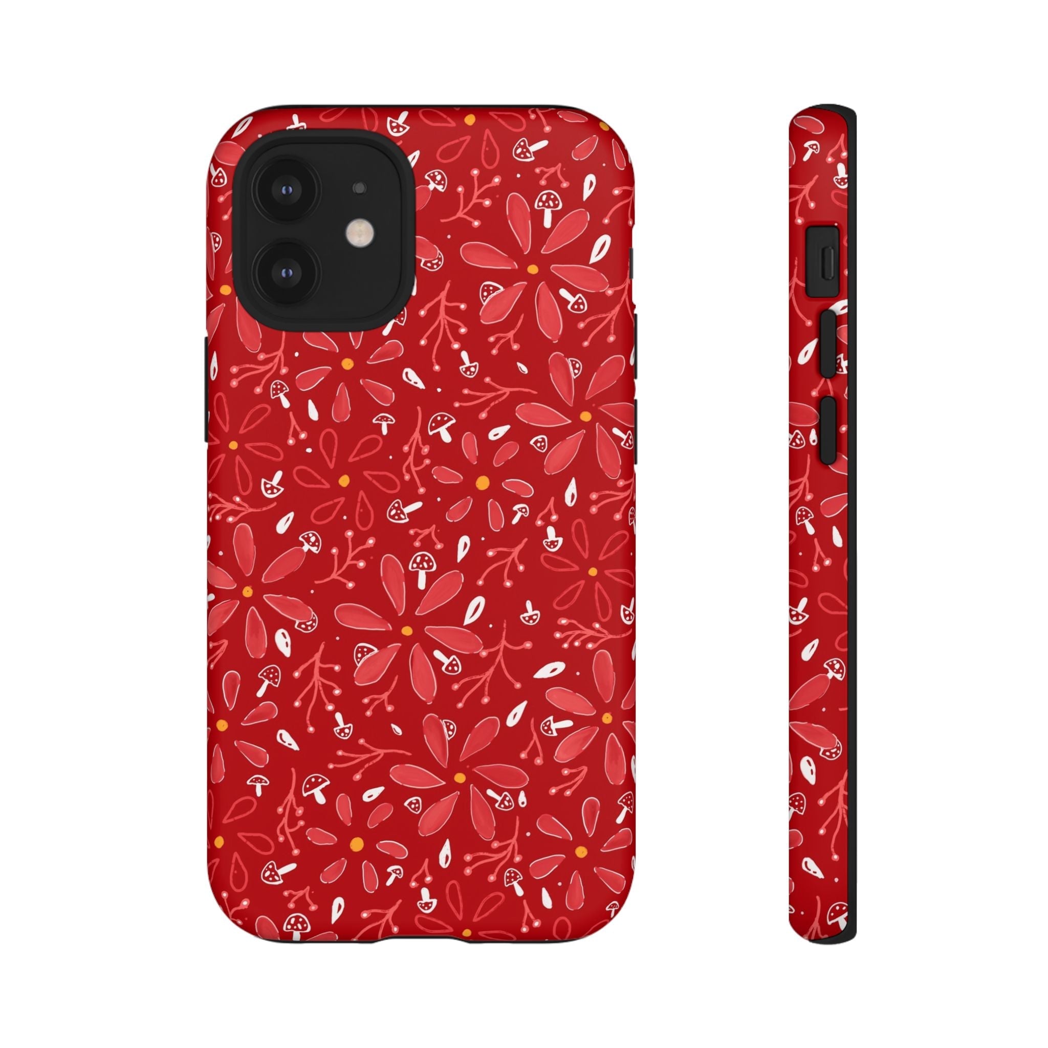 Red Flora Hand Designed Print Tough Cases Printify