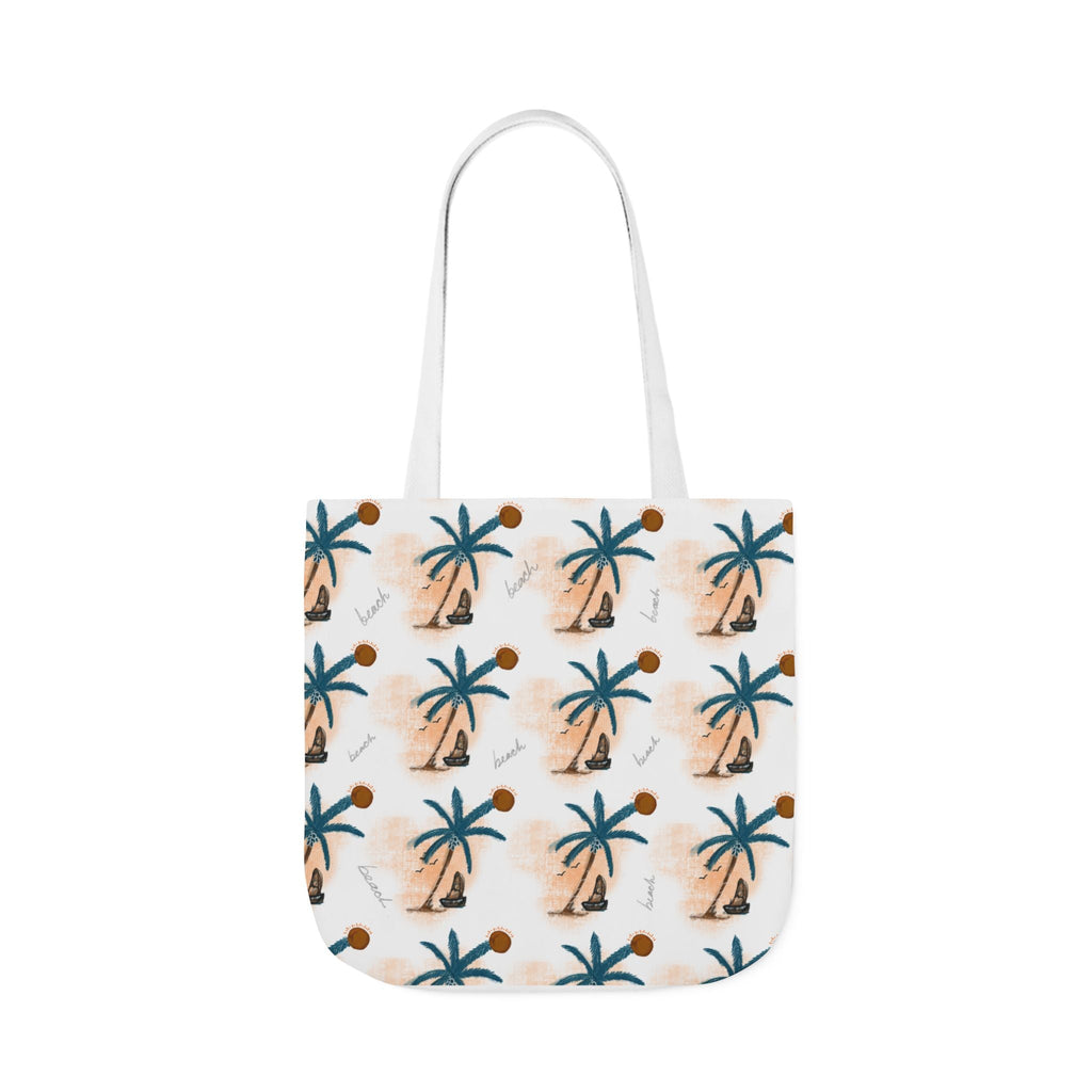 Beach Hand Drawn Art Canvas Tote Bag, 5-Color Straps Printify