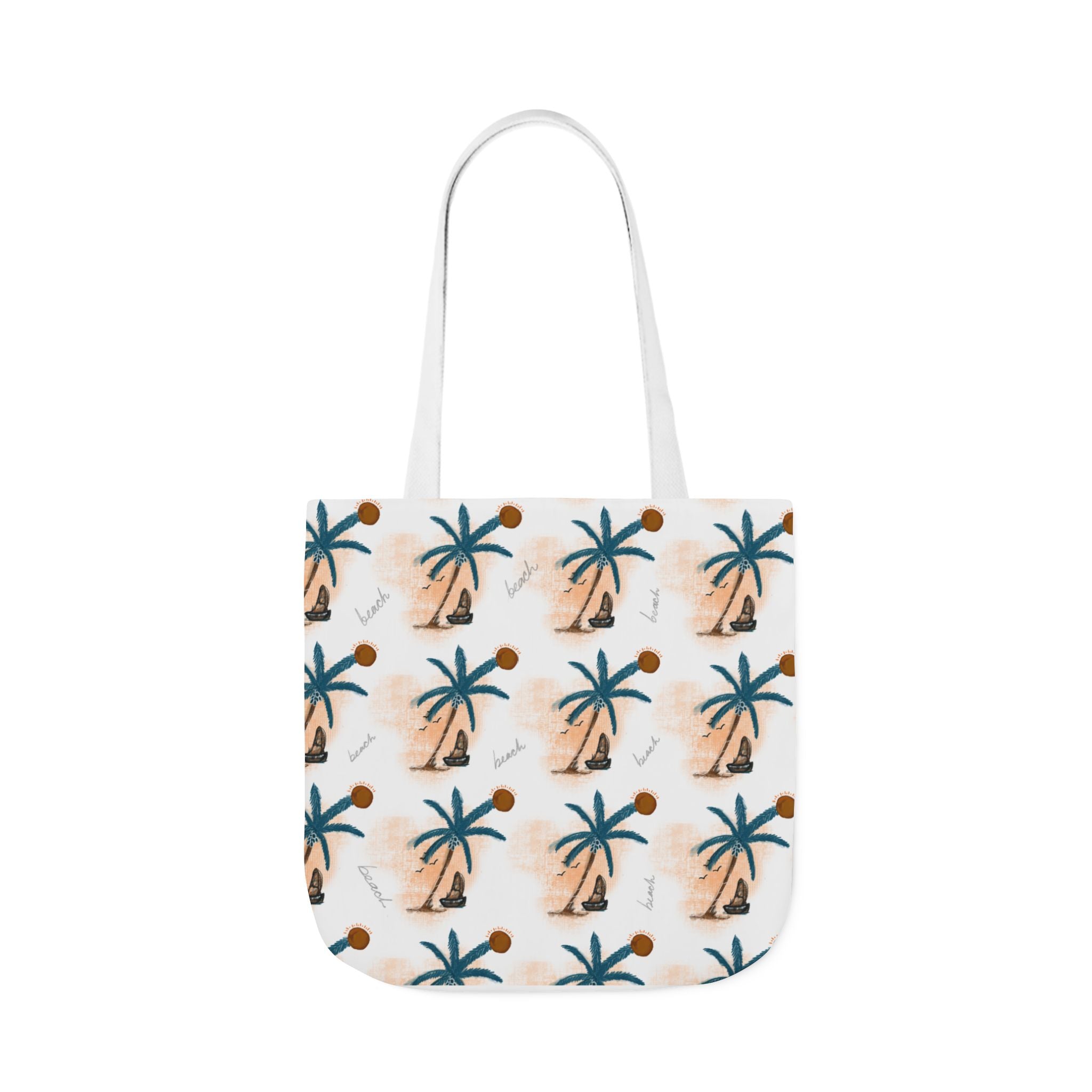 Beach Hand Drawn Art Canvas Tote Bag, 5-Color Straps Printify