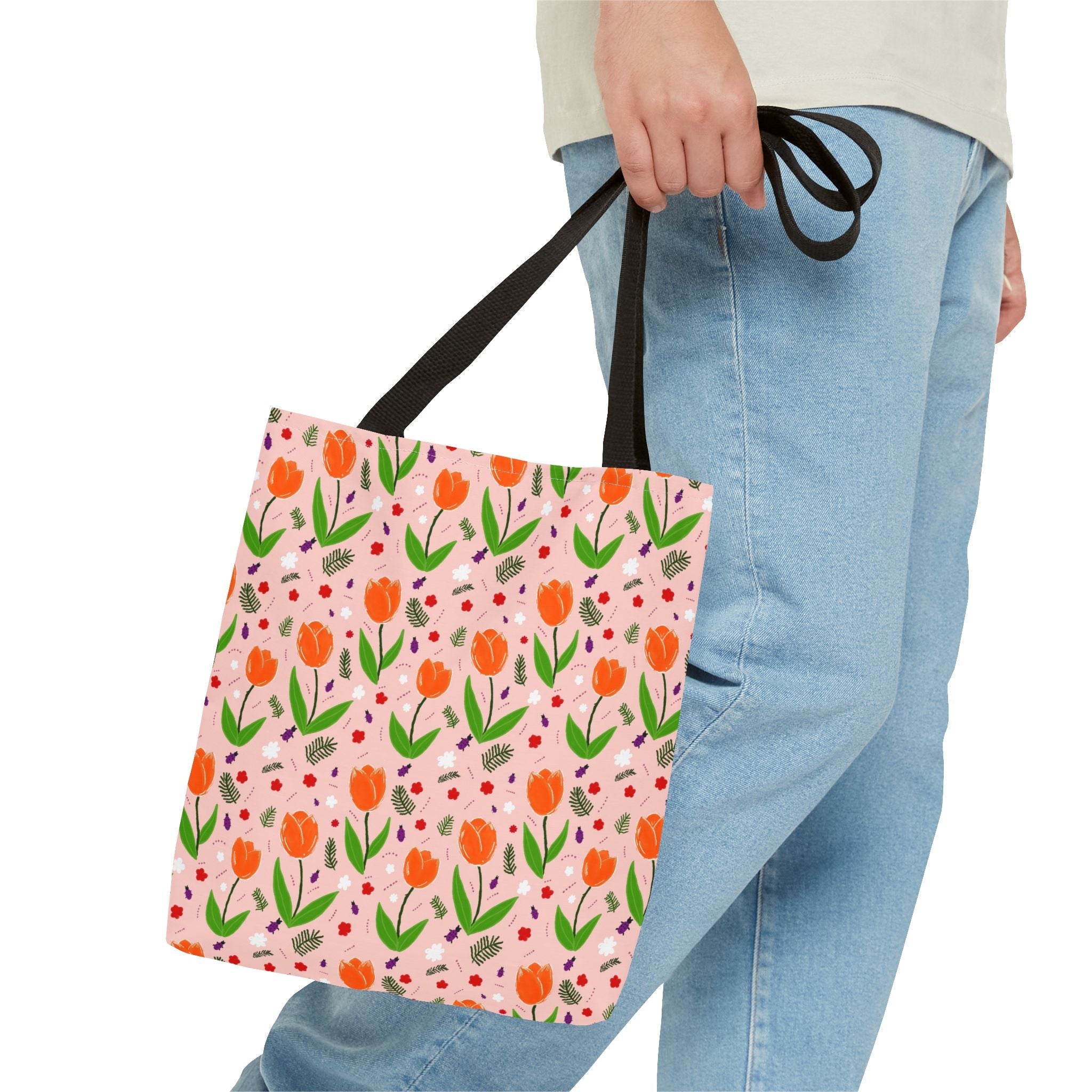 Orange Tulip Hand Designed Art Botanical Print Tote Bag (AOP) Printify