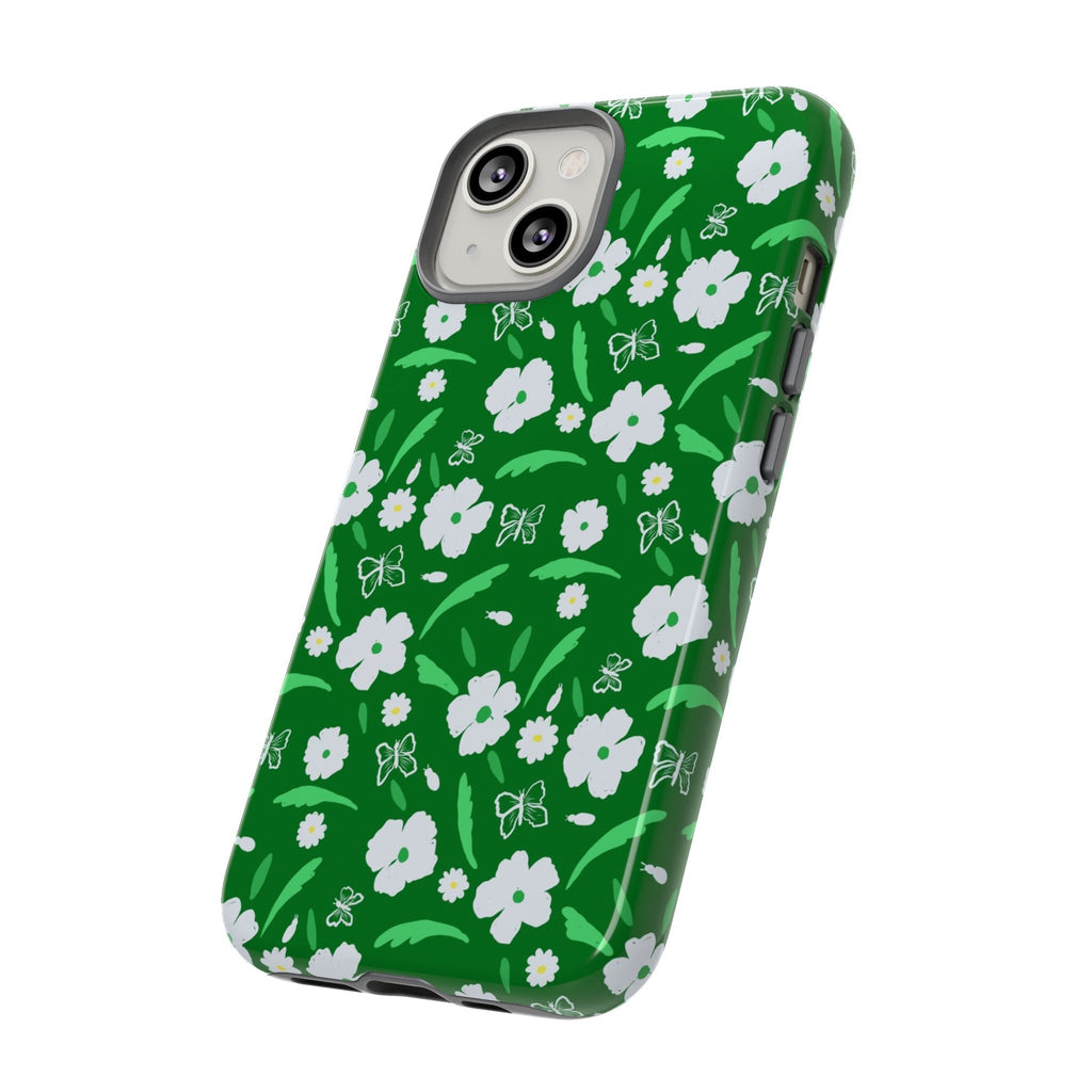 Green Meets White Flora Hand Designed Prints Tough Cases Printify
