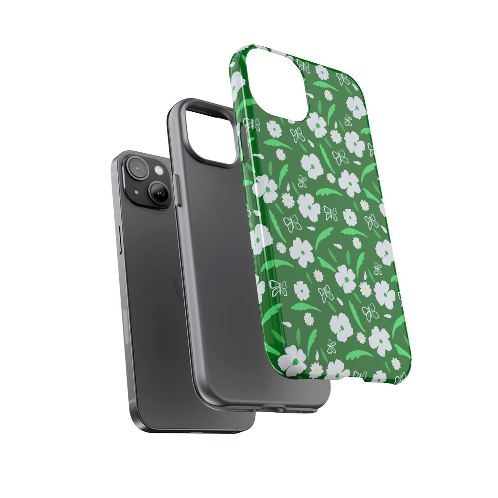 Green Meets White Flora Hand Designed Prints Tough Cases Printify
