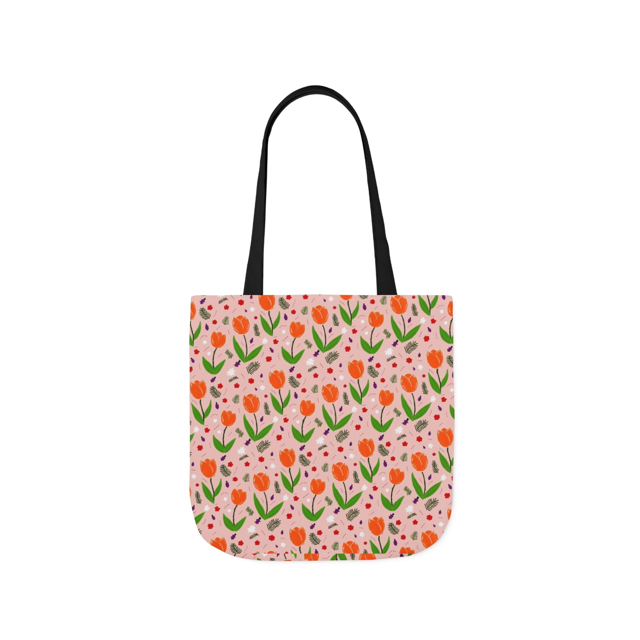 Orange Tulip Hand Designed Art Botanic Canvas Tote Bag, 5-Color Straps Printify