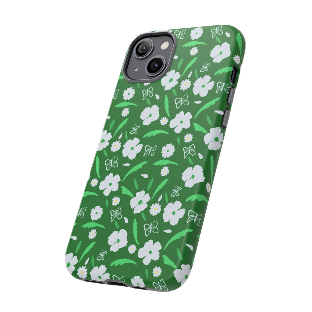 Green Meets White Flora Hand Designed Prints Tough Cases Printify
