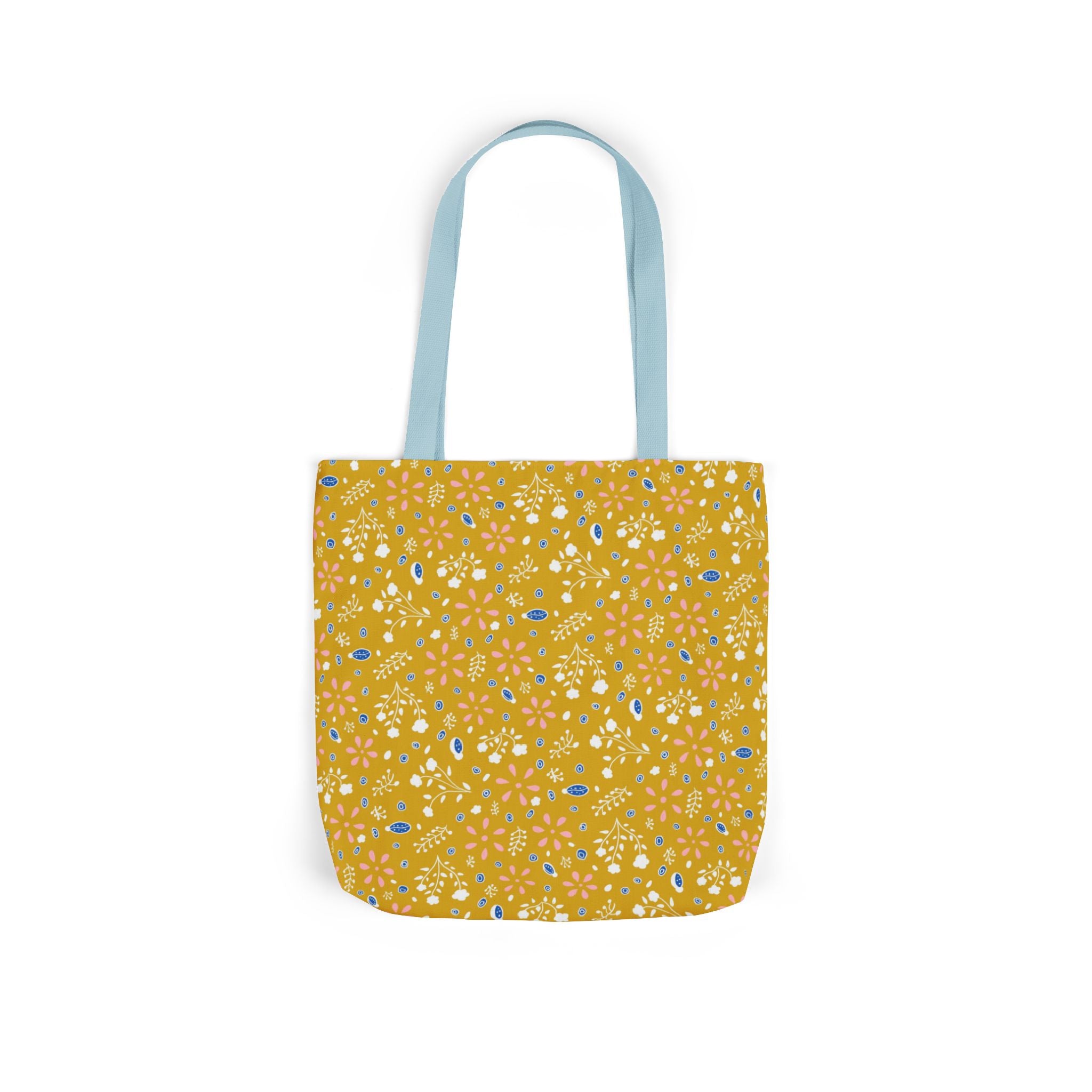 Golden Yellow Botanic Canvas Tote Bag, 5-Color Straps