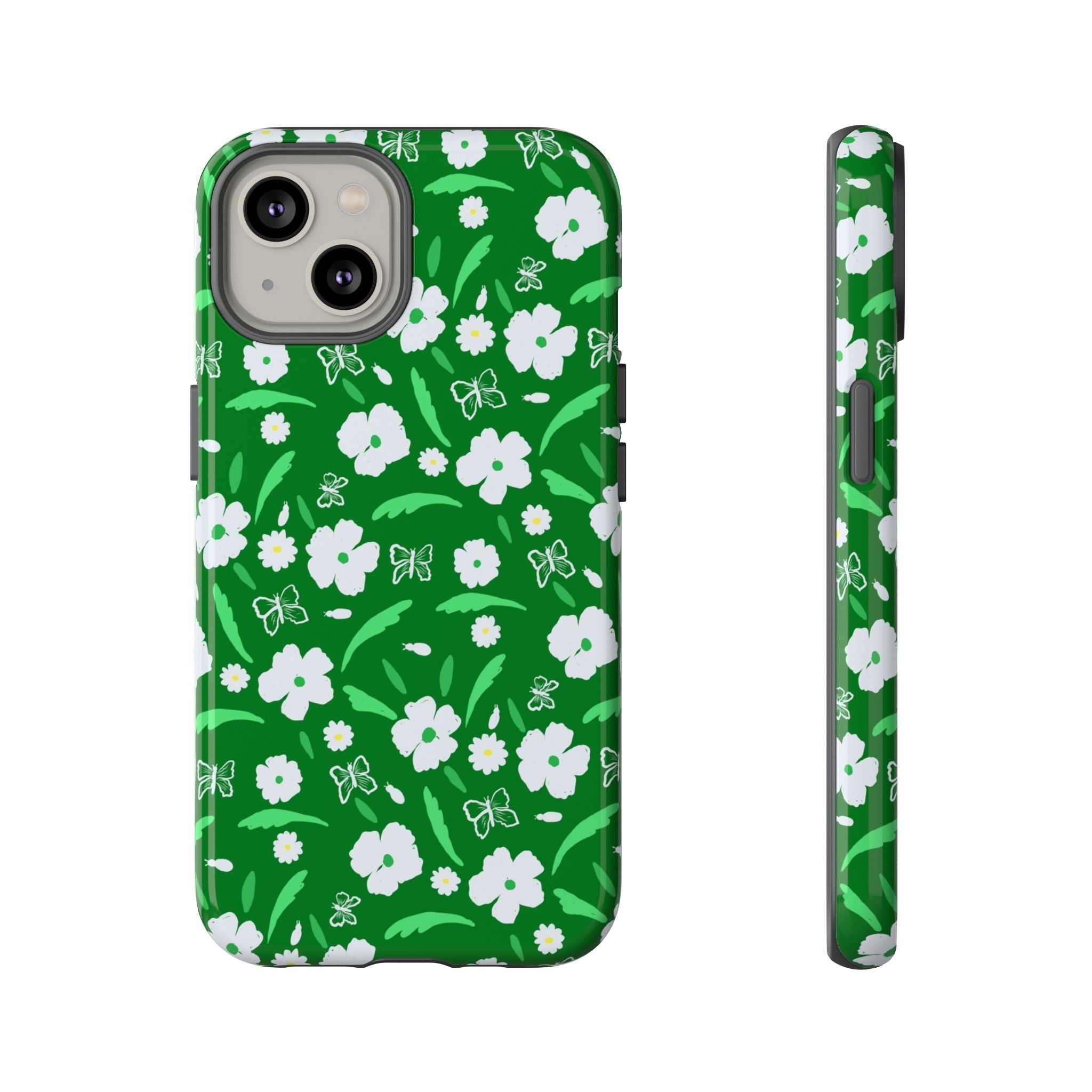 Green Meets White Flora Hand Designed Prints Tough Cases Printify