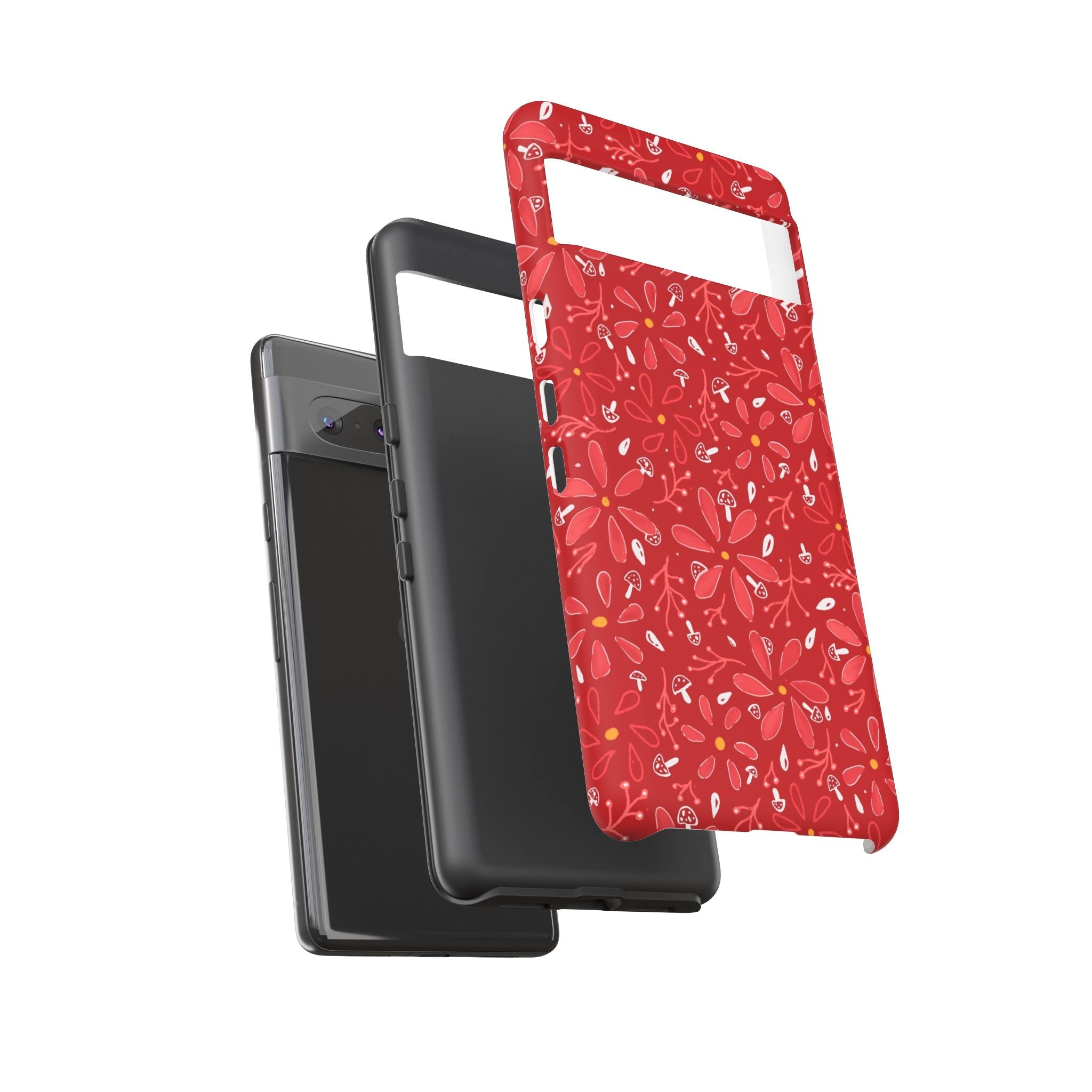 Red Flora Hand Designed Print Tough Cases Printify