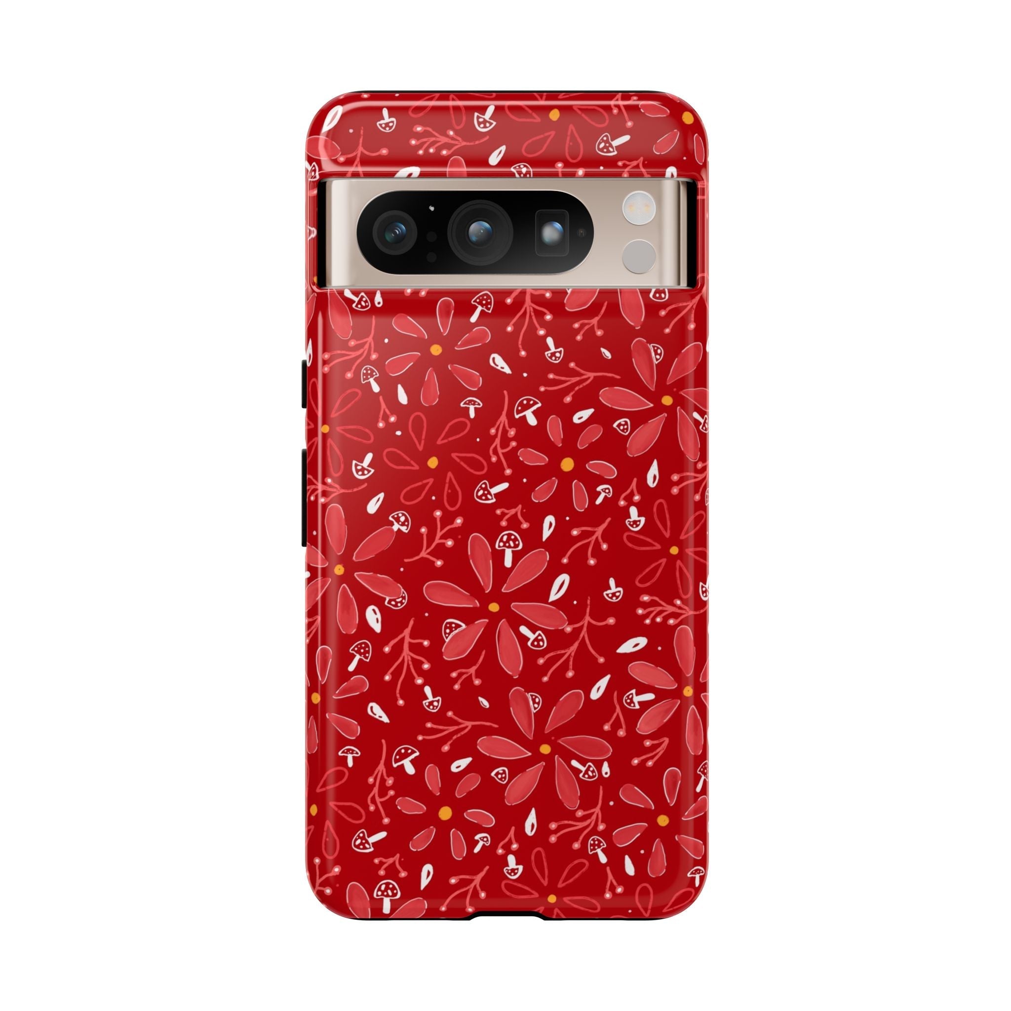 Red Flora Hand Designed Print Tough Cases Printify