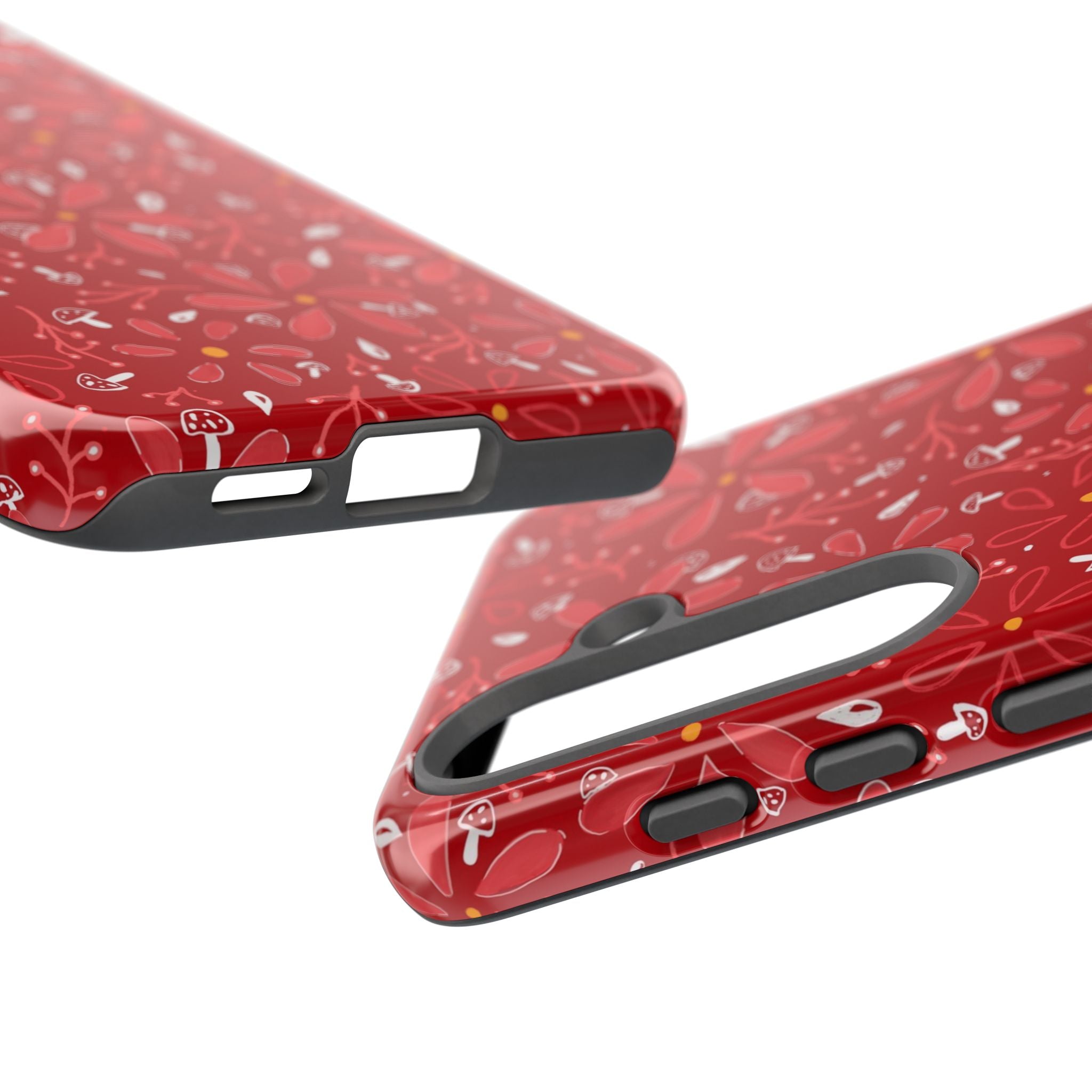 Red Flora Hand Designed Print Tough Cases Printify