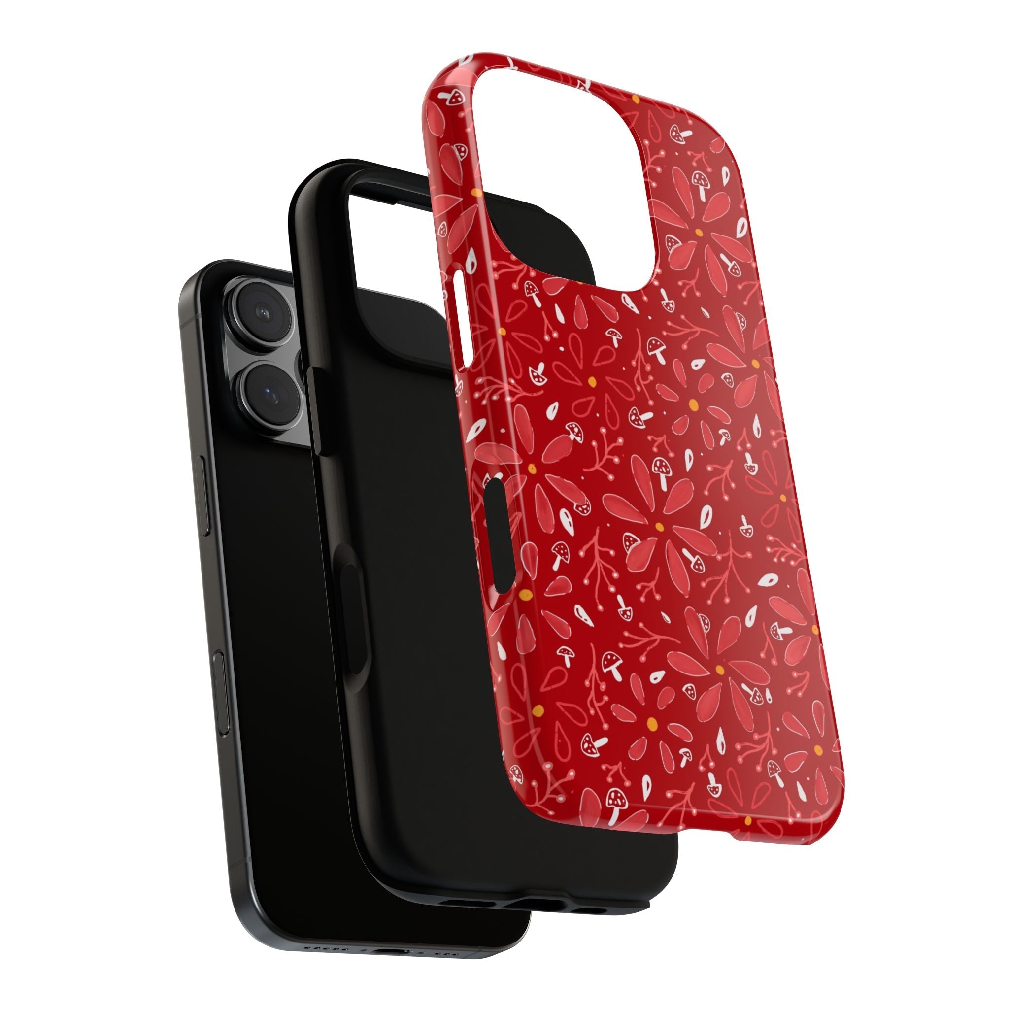 Red Flora Hand Designed Print Tough Cases Printify