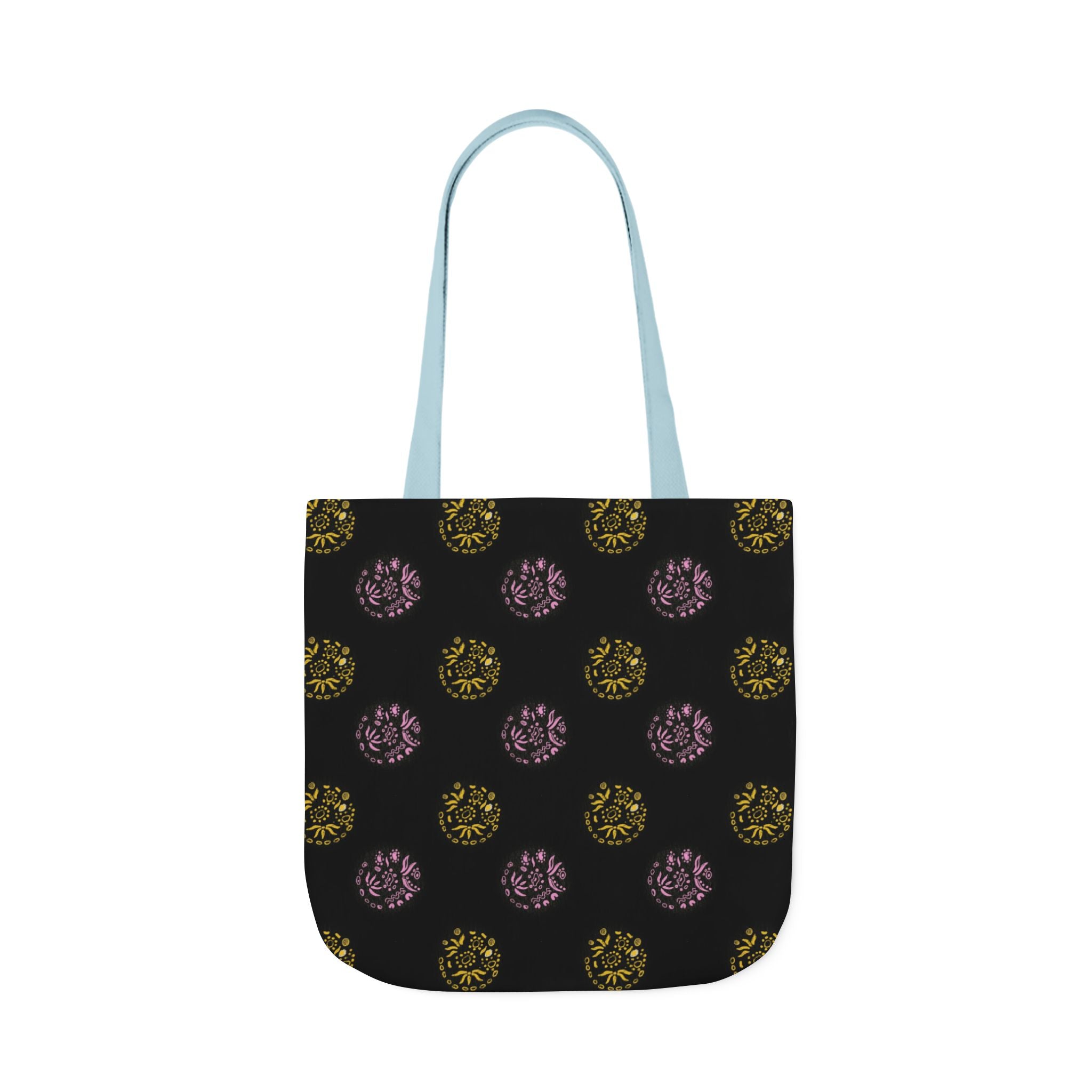 Black Abstract Canvas Tote Bag, 5-Color Straps