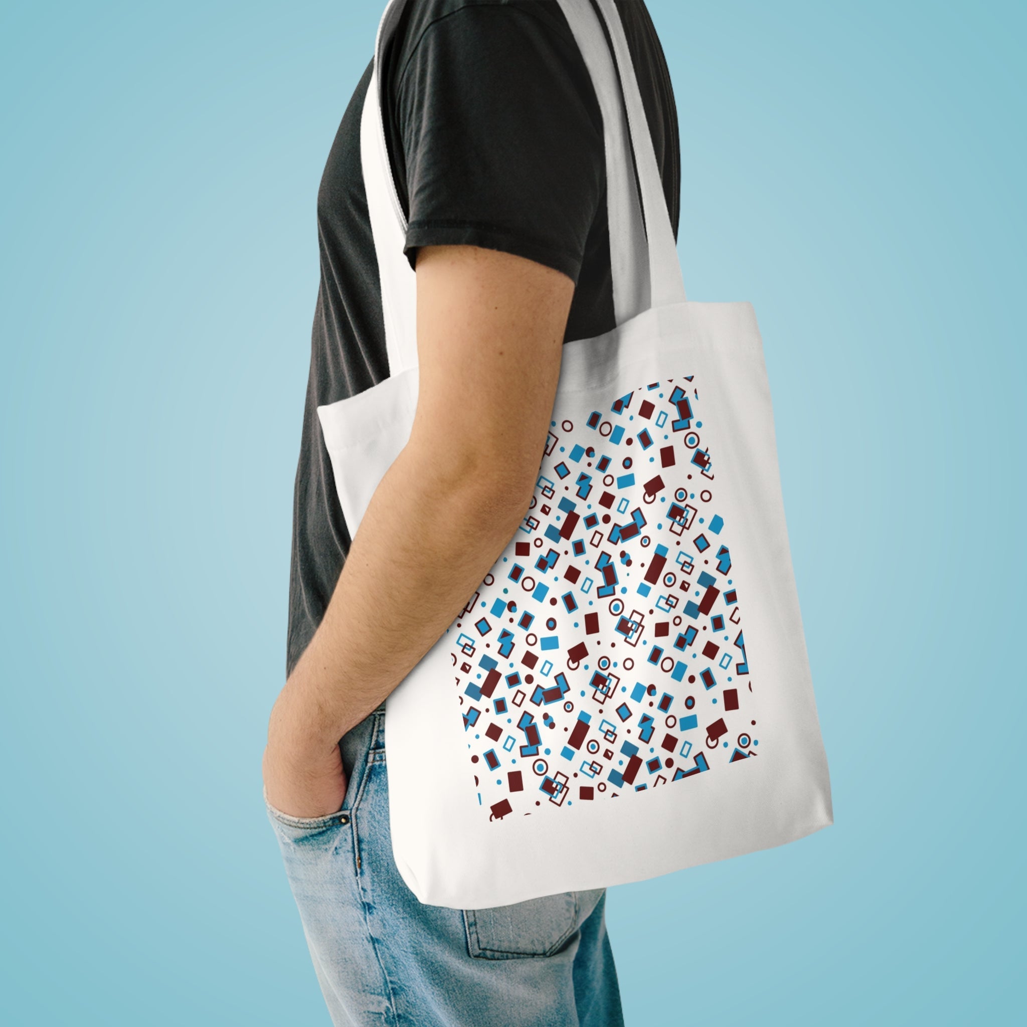 Geometric Shape Themed Cotton Tote Bag Printify