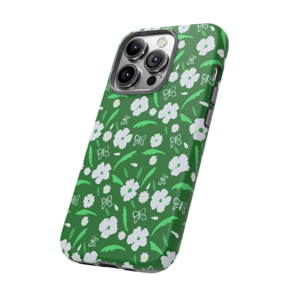 Green Meets White Flora Hand Designed Prints Tough Cases Printify