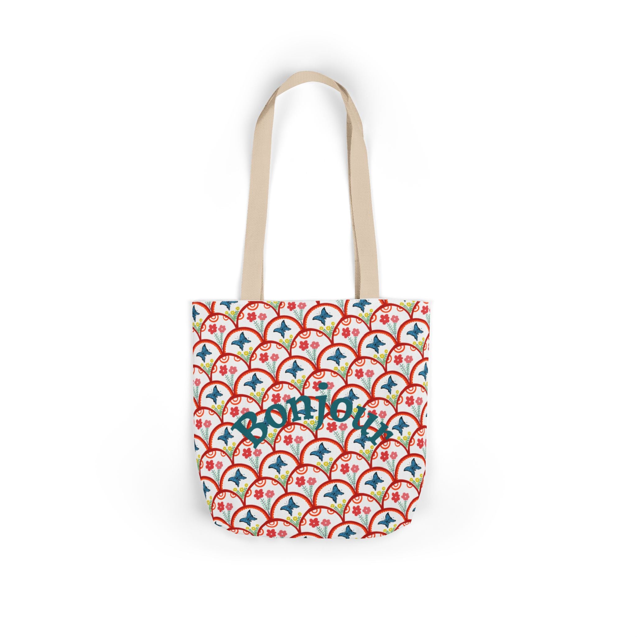 Bonjour Canvas Tote Bag | 5-Color Straps, 3 Sizes