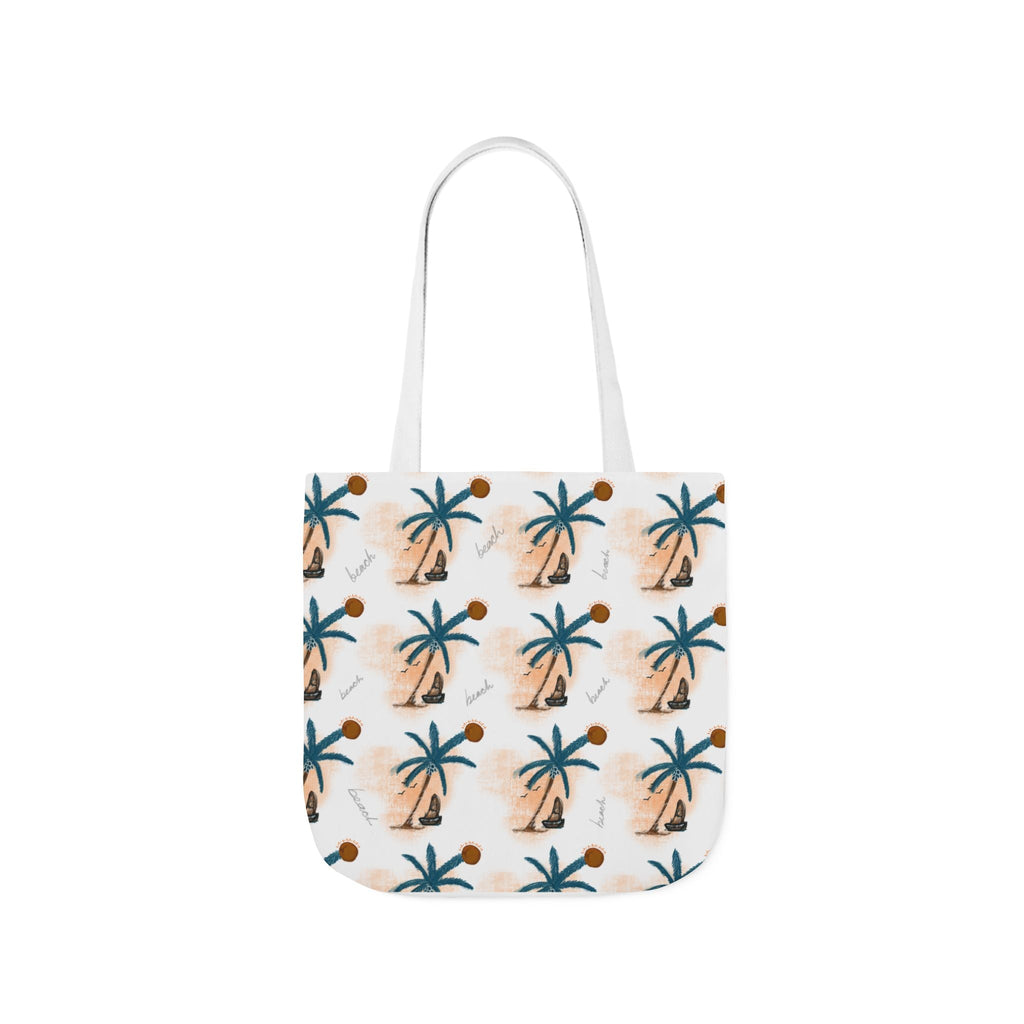 Beach Hand Drawn Art Canvas Tote Bag, 5-Color Straps Printify