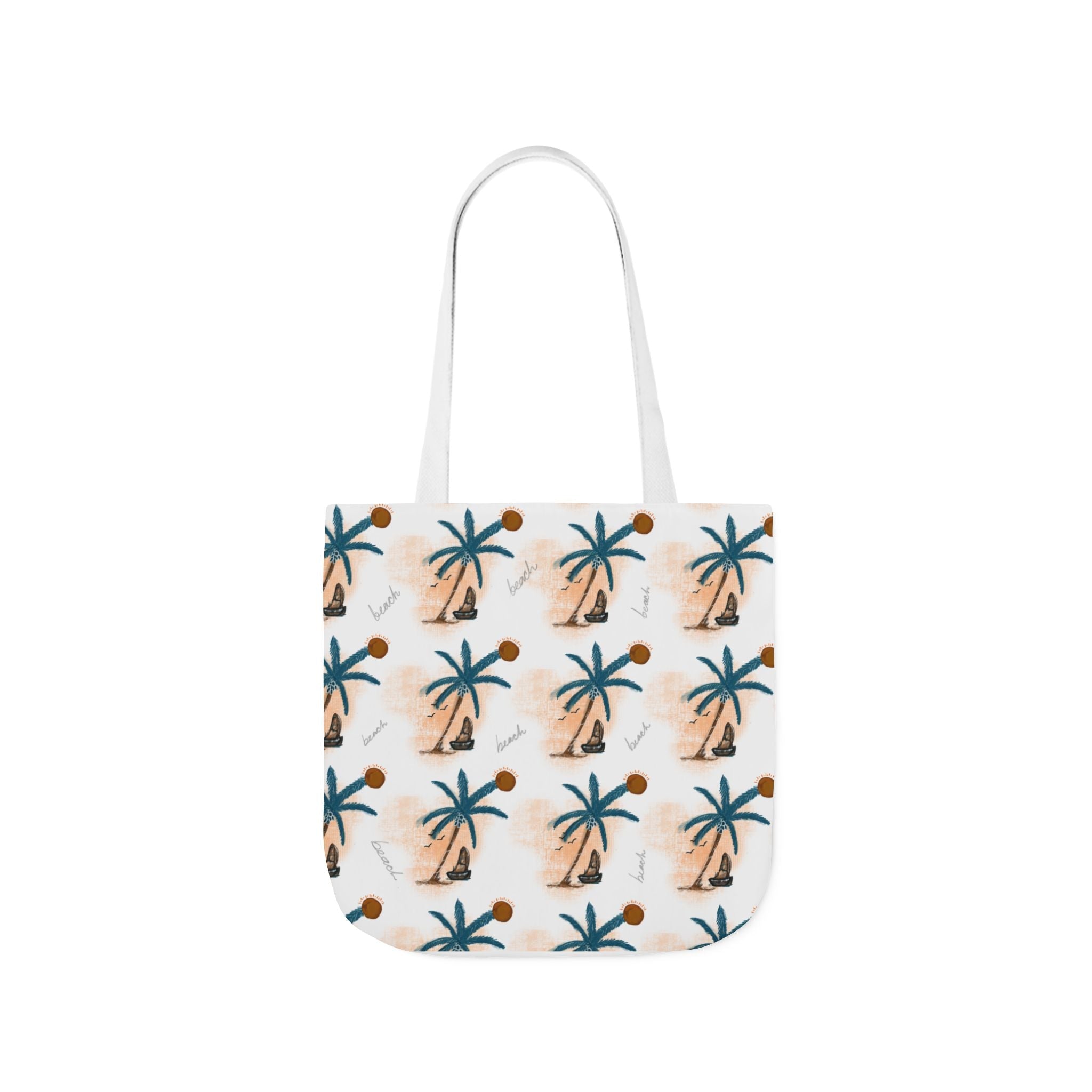 Beach Hand Drawn Art Canvas Tote Bag, 5-Color Straps Printify