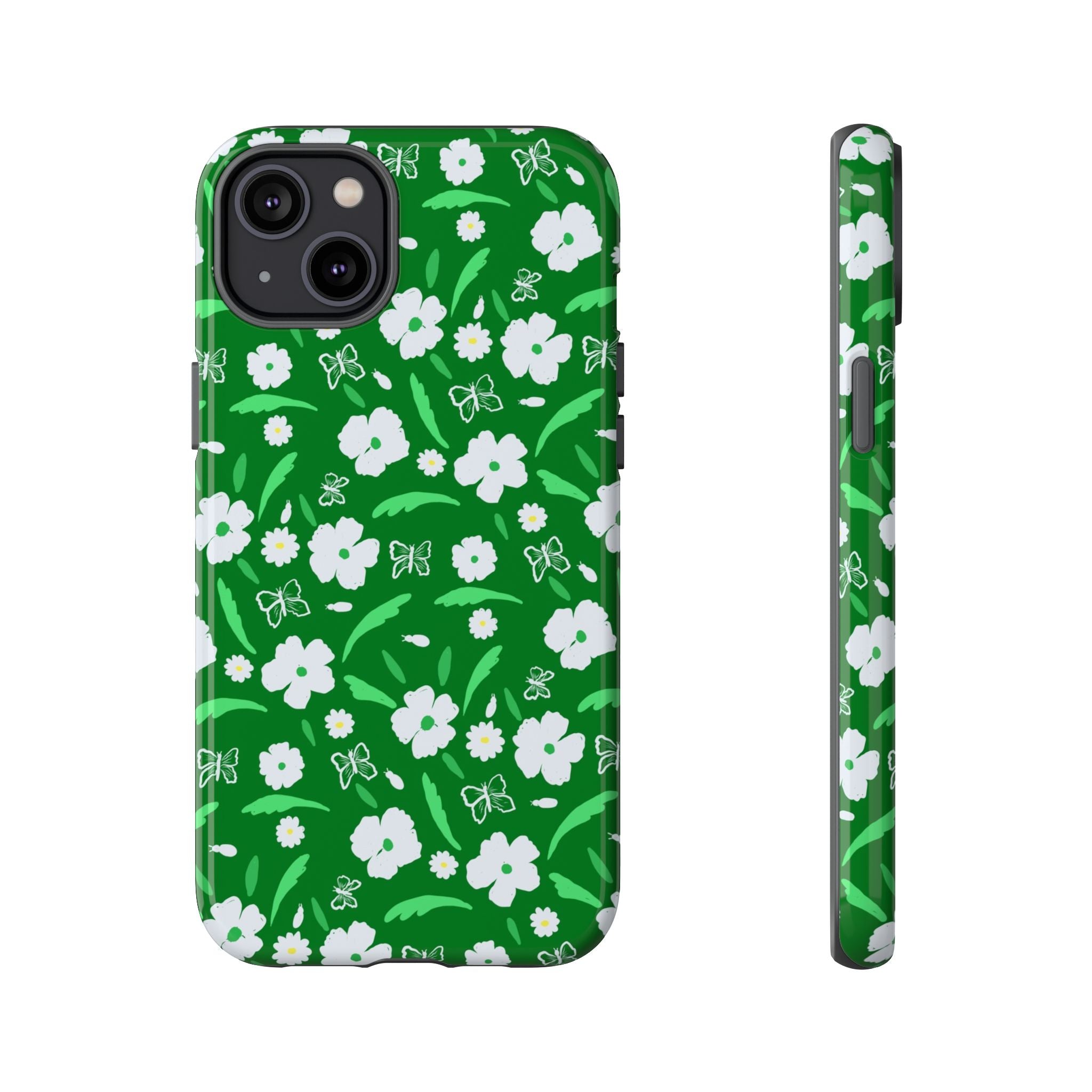 Green Meets White Flora Hand Designed Prints Tough Cases Printify