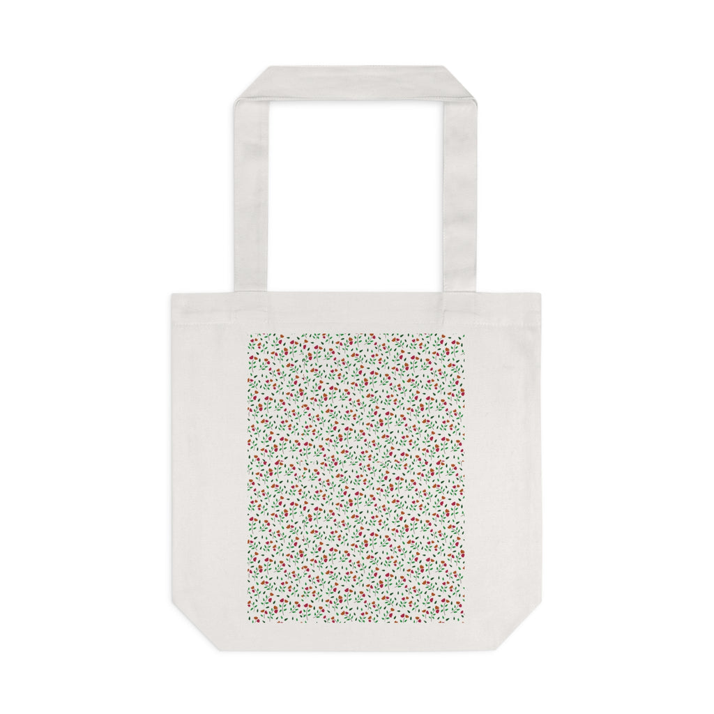 Small Flora Hand Designed Art Print -Cotton Tote Bag Printify