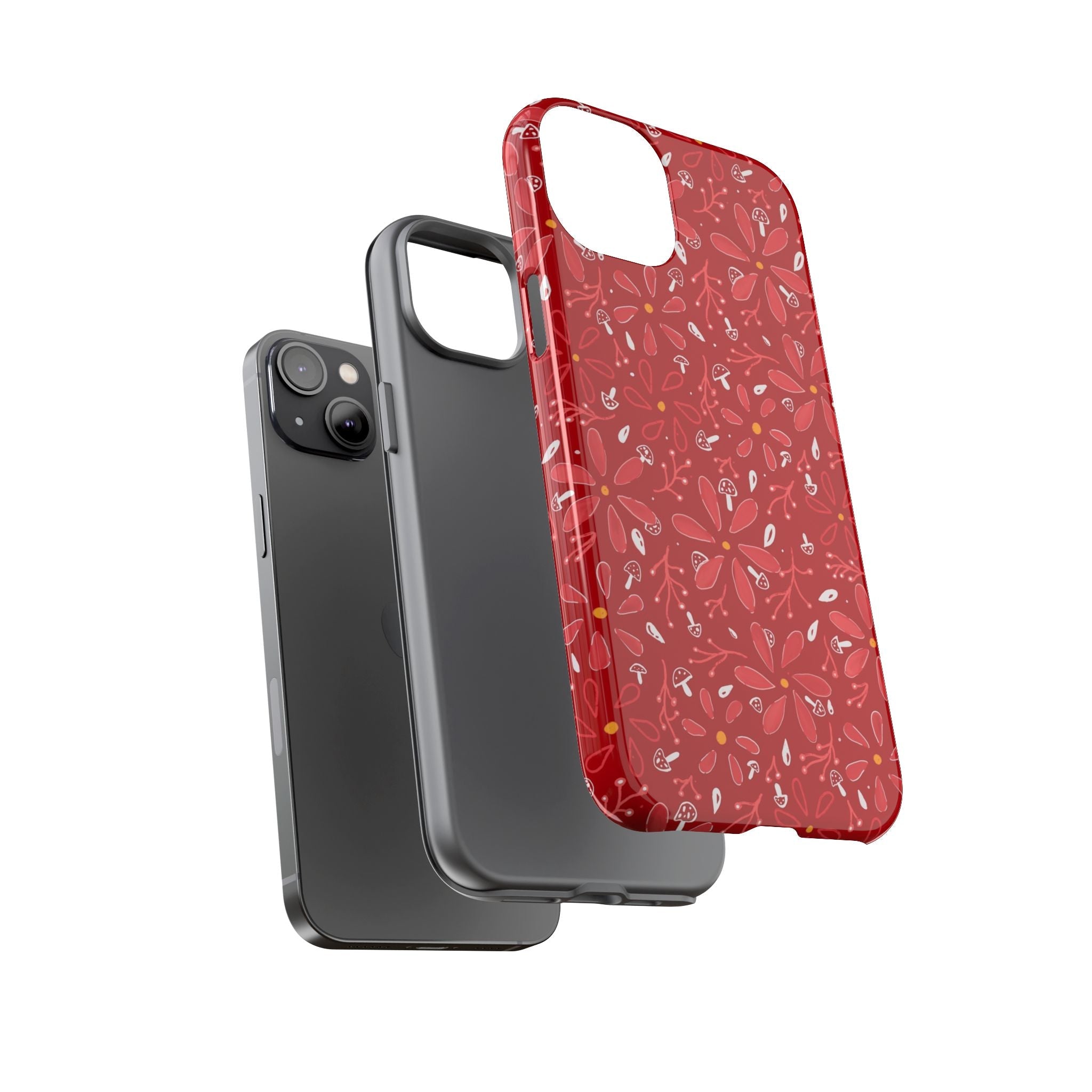 Red Flora Hand Designed Print Tough Cases Printify