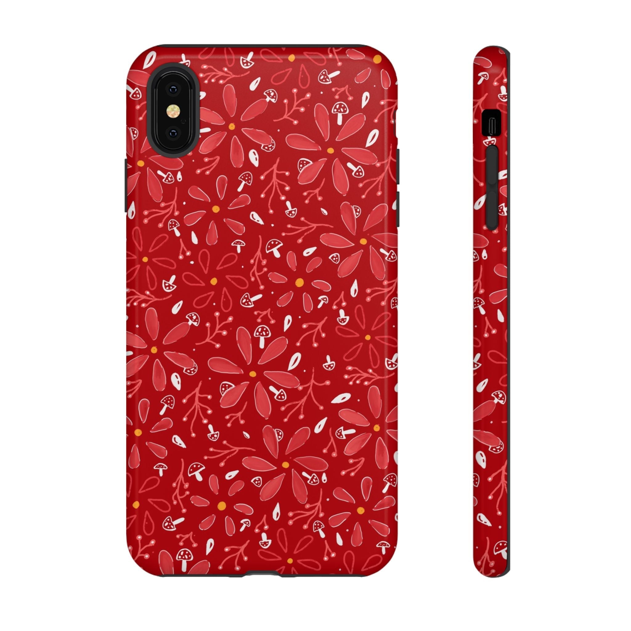 Red Flora Hand Designed Print Tough Cases Printify