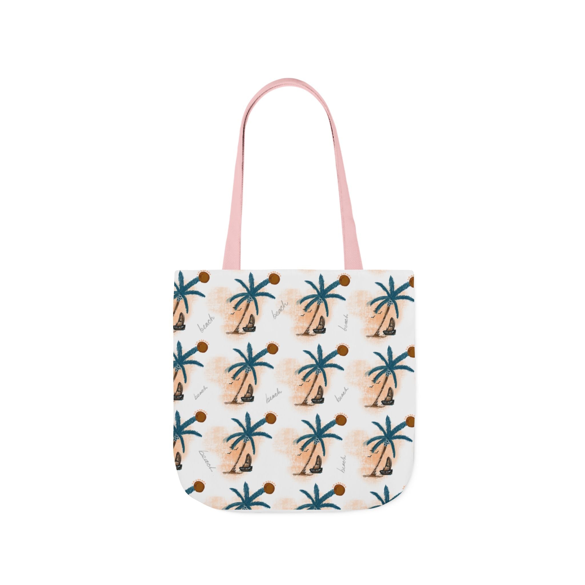 Beach Hand Drawn Art Canvas Tote Bag, 5-Color Straps Printify