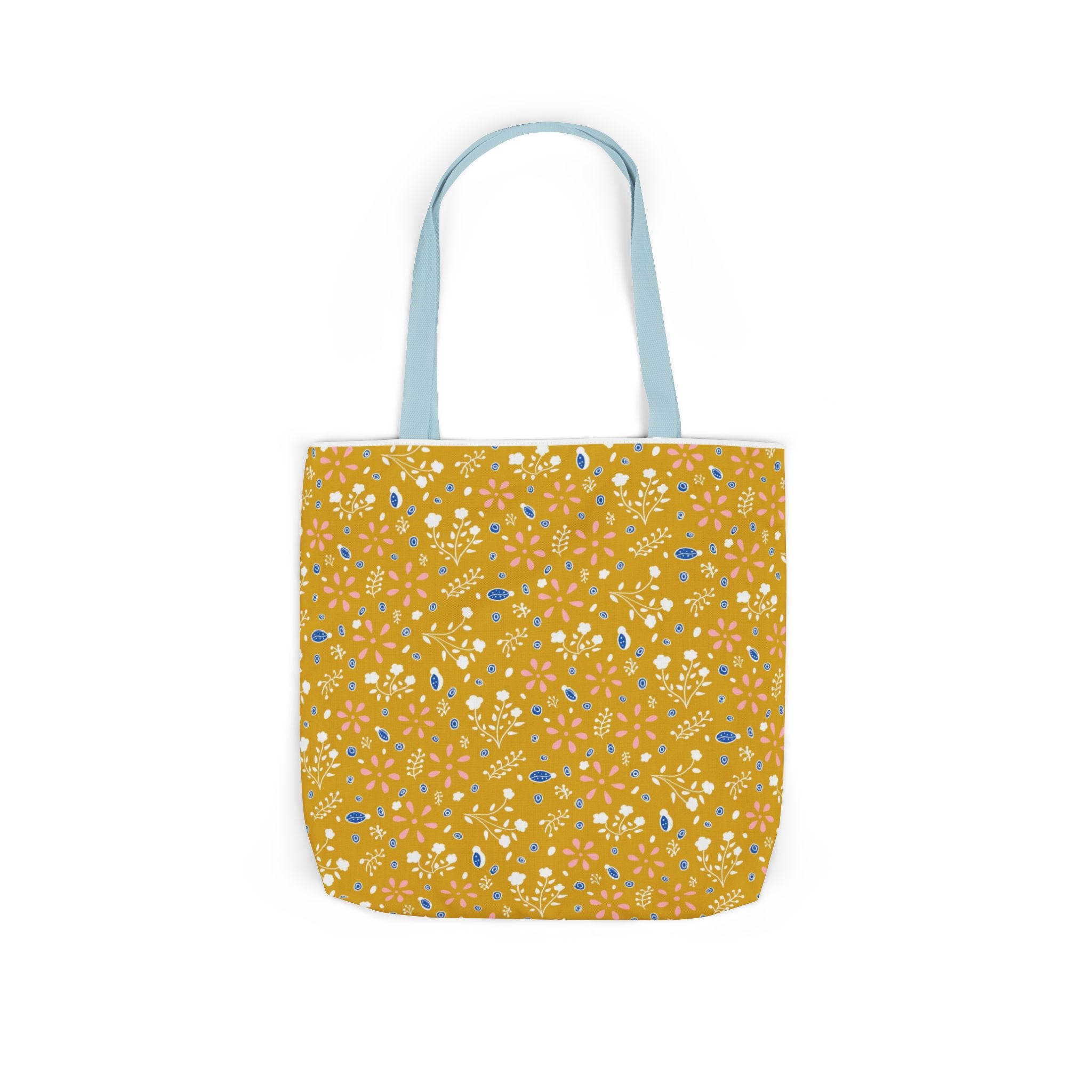 Golden Yellow Botanic Canvas Tote Bag, 5-Color Straps