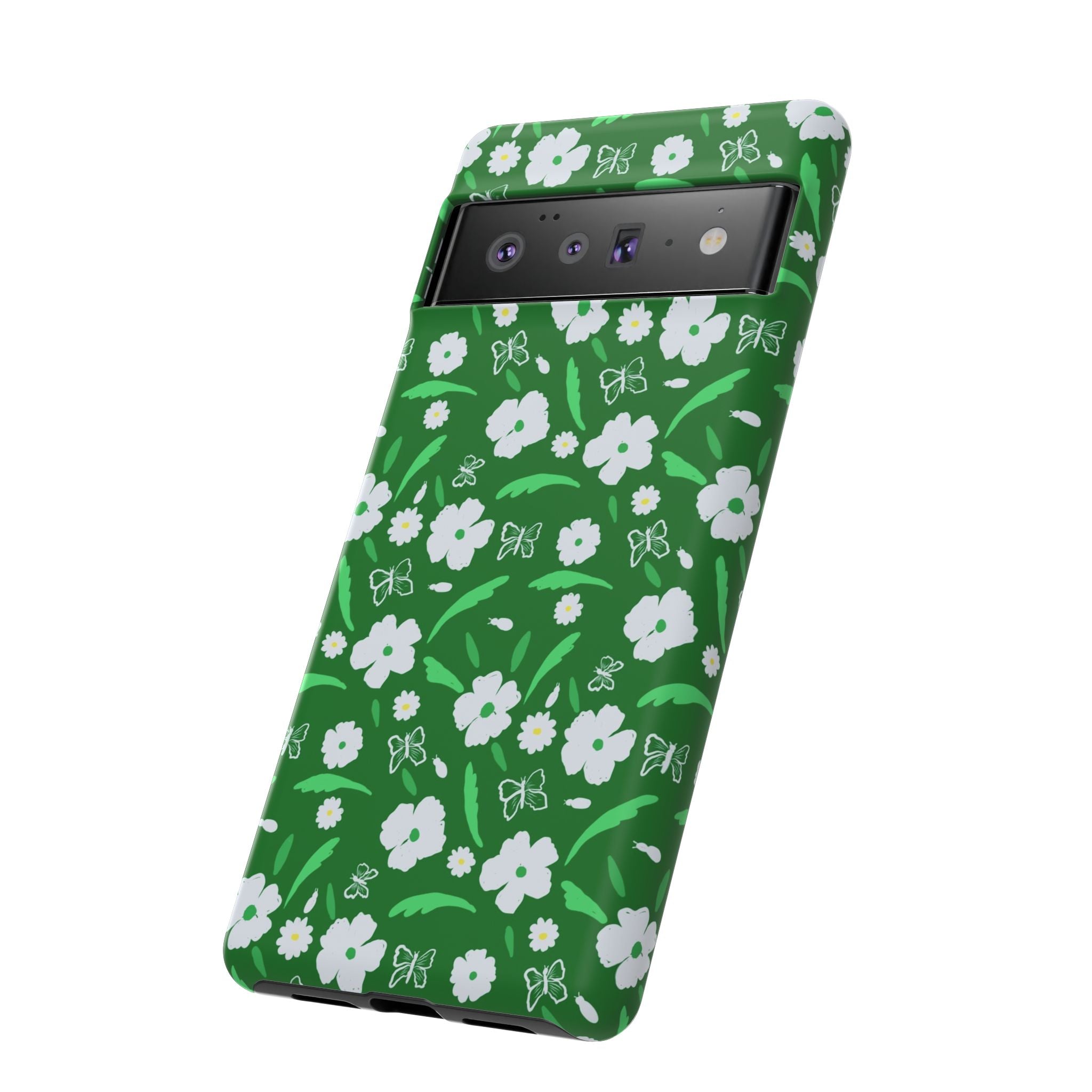 Green Meets White Flora Hand Designed Prints Tough Cases Printify
