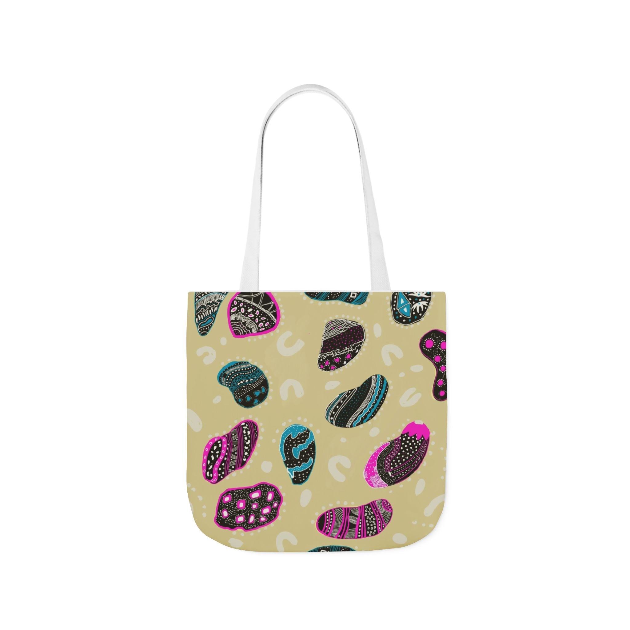 Modern Abstract Drawn Print Canvas Tote Bag, 5-Color Straps Printify