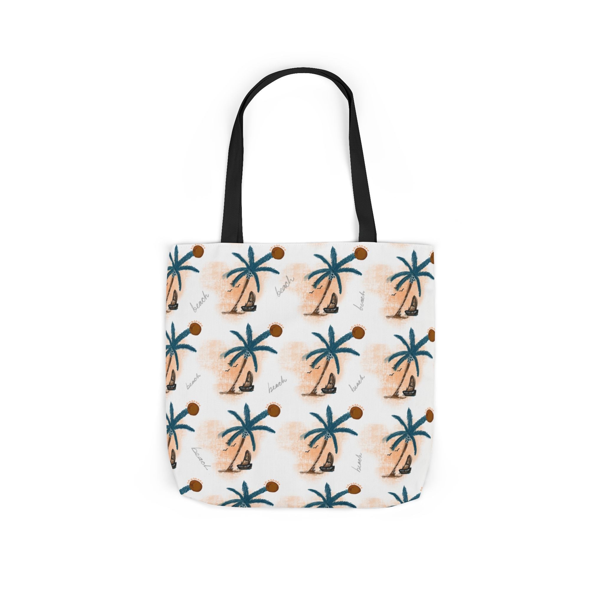 Beach Hand Drawn Art Canvas Tote Bag, 5-Color Straps Printify