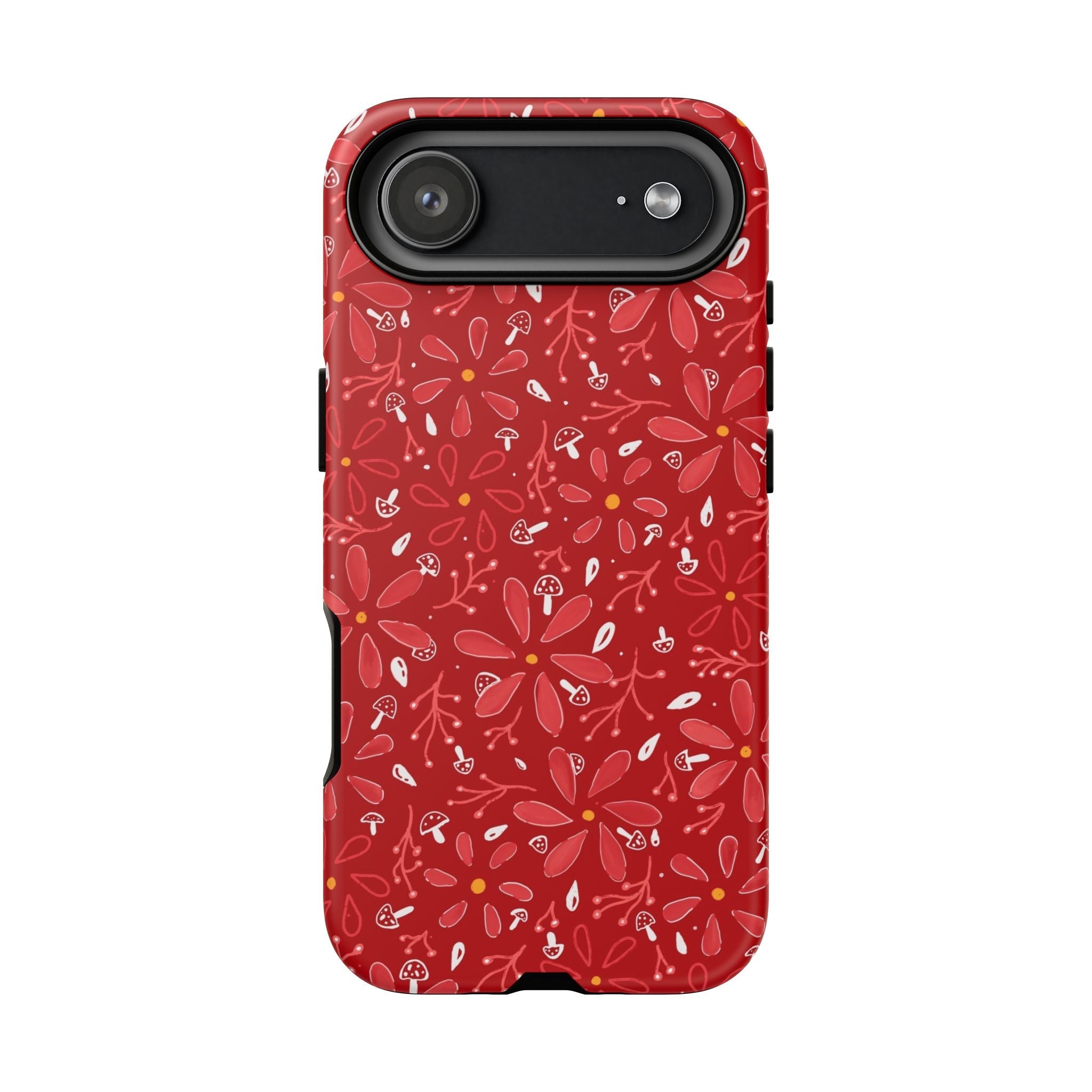 Red Flora Hand Designed Print Tough Cases Printify