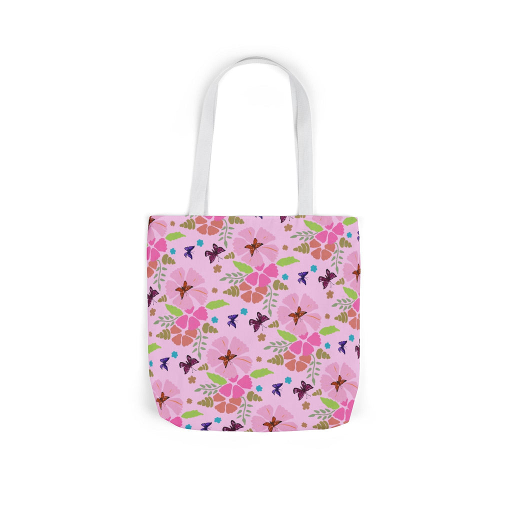 Pink Butterfly Garden Canvas Tote Bag, 5-Color Straps Printify