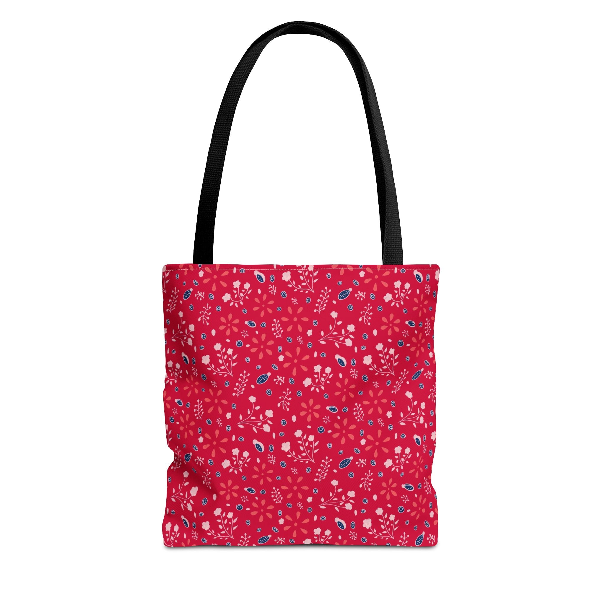 Red Botanic Print Tote Bag