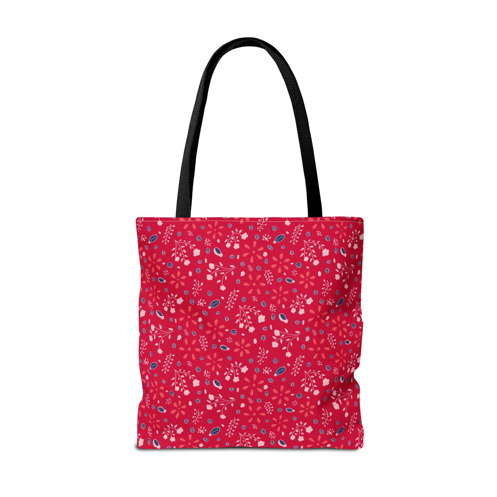 Red Botanic Print Tote Bag