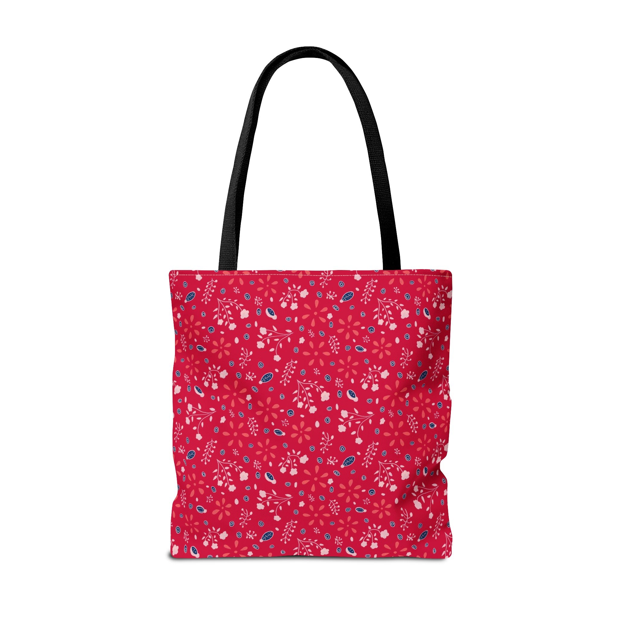 Red Botanic Print Tote Bag