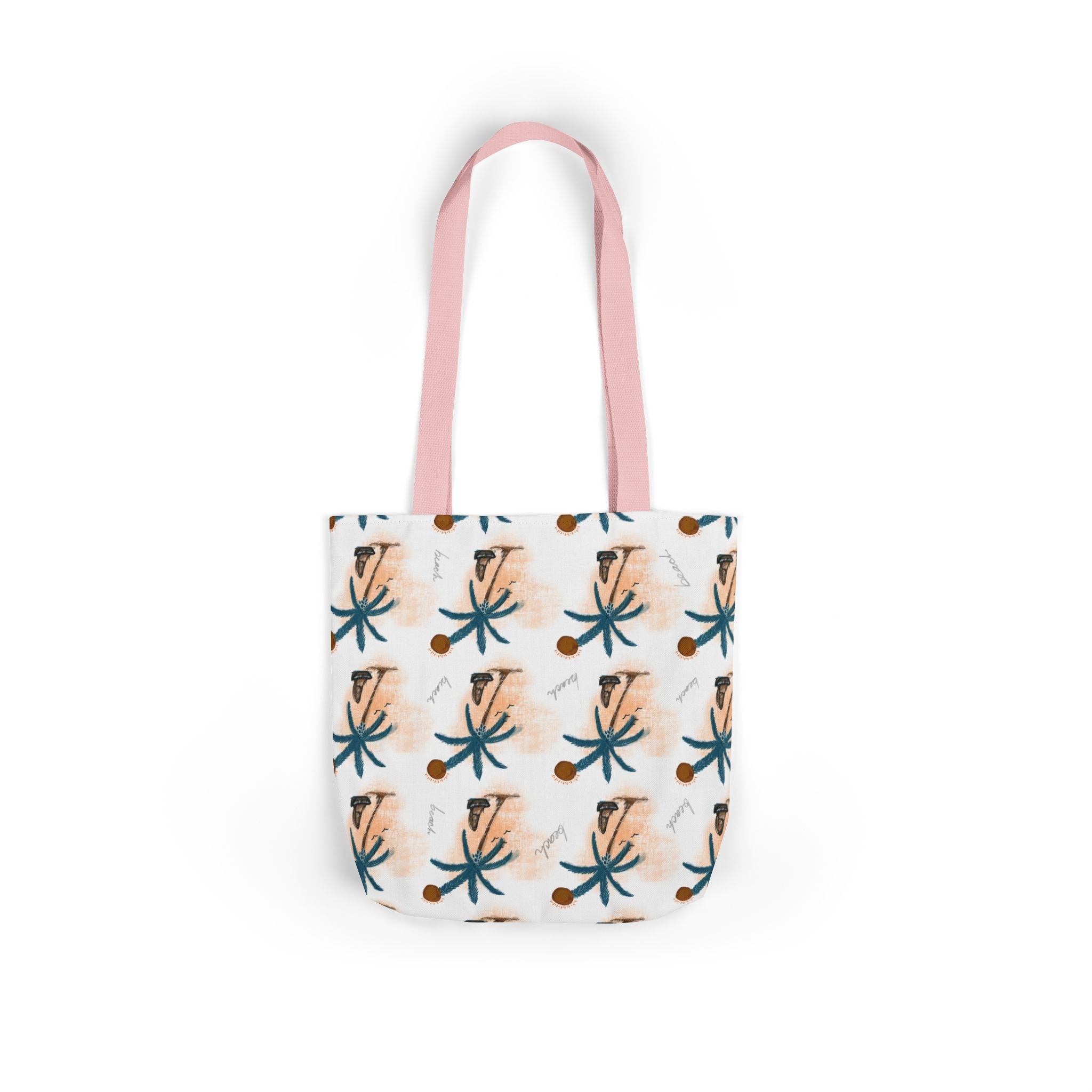 Beach Hand Drawn Art Canvas Tote Bag, 5-Color Straps Printify