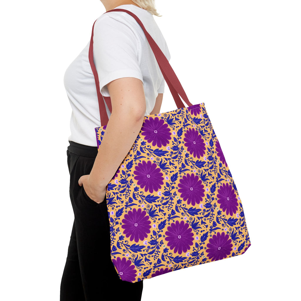 Botanic Susanah Purple Flower Print Tote Bag – Hand-Designed Print