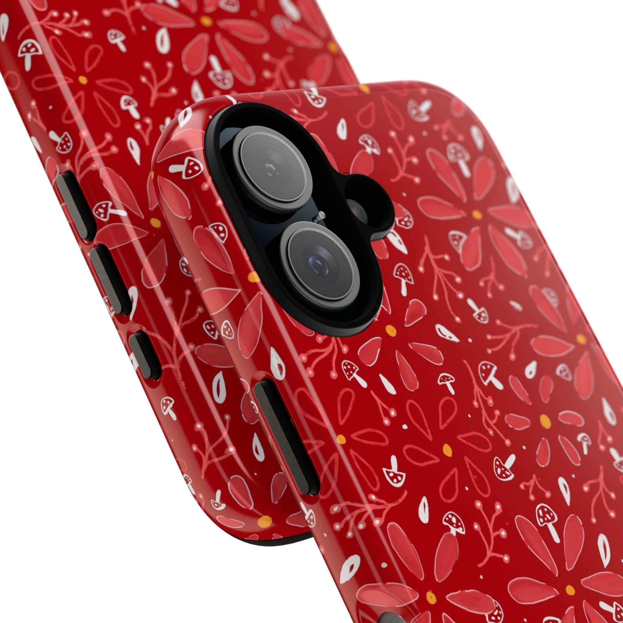 Red Flora Hand Designed Print Tough Cases Printify