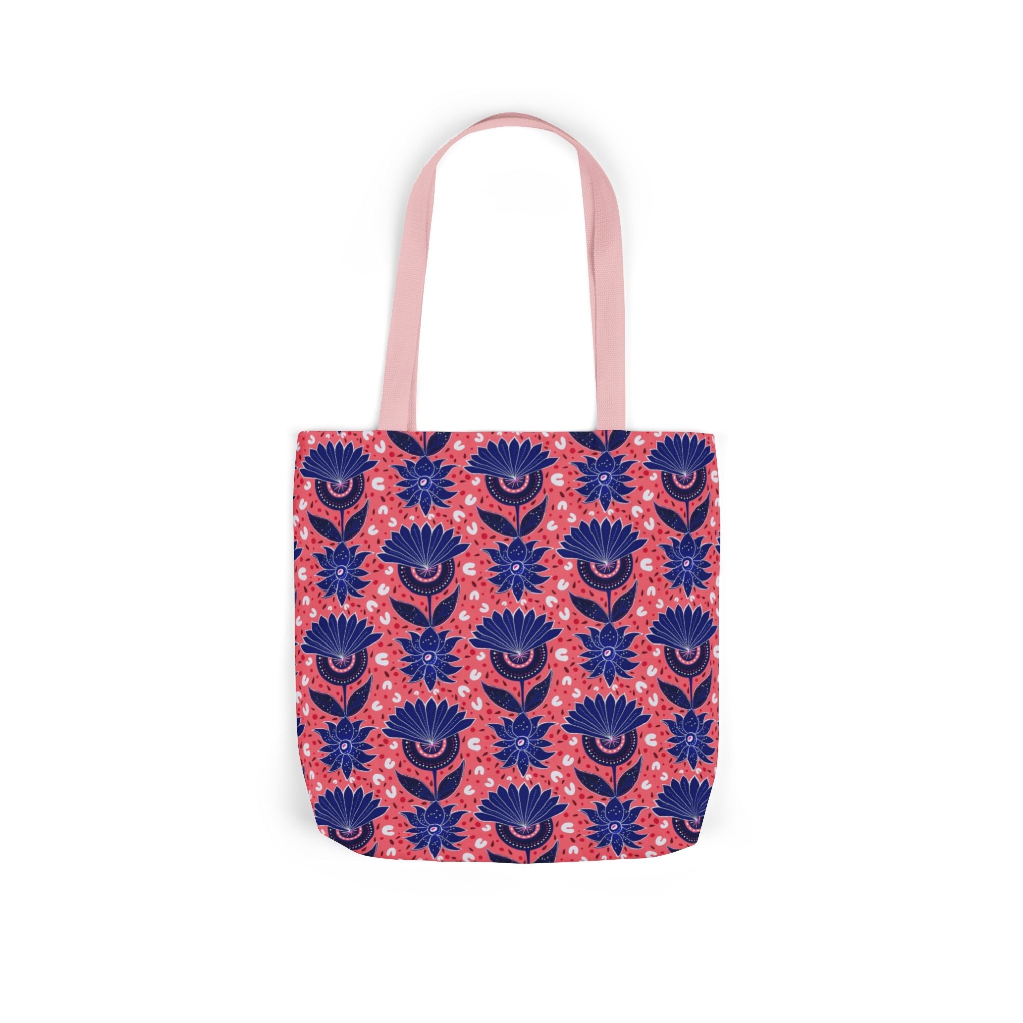 Blue Pink Botanic Canvas Tote Bag, 5-Color Straps Printify