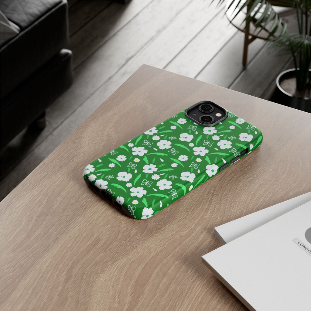 Green Meets White Flora Hand Designed Prints Tough Cases Printify