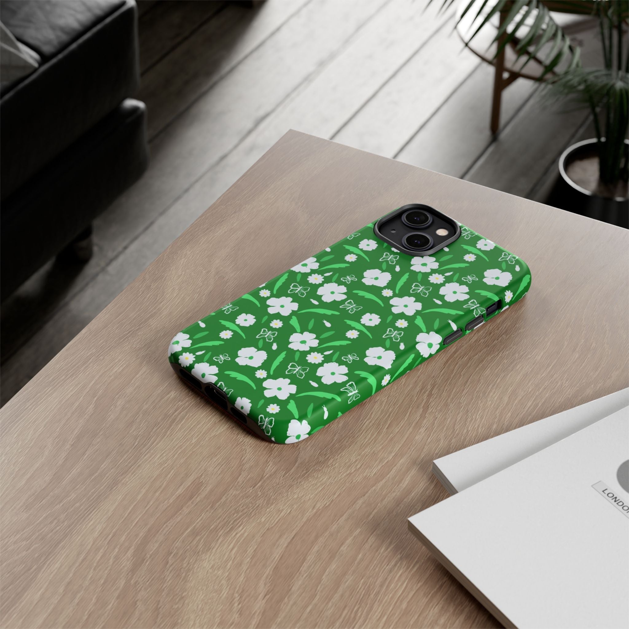 Green Meets White Flora Hand Designed Prints Tough Cases Printify