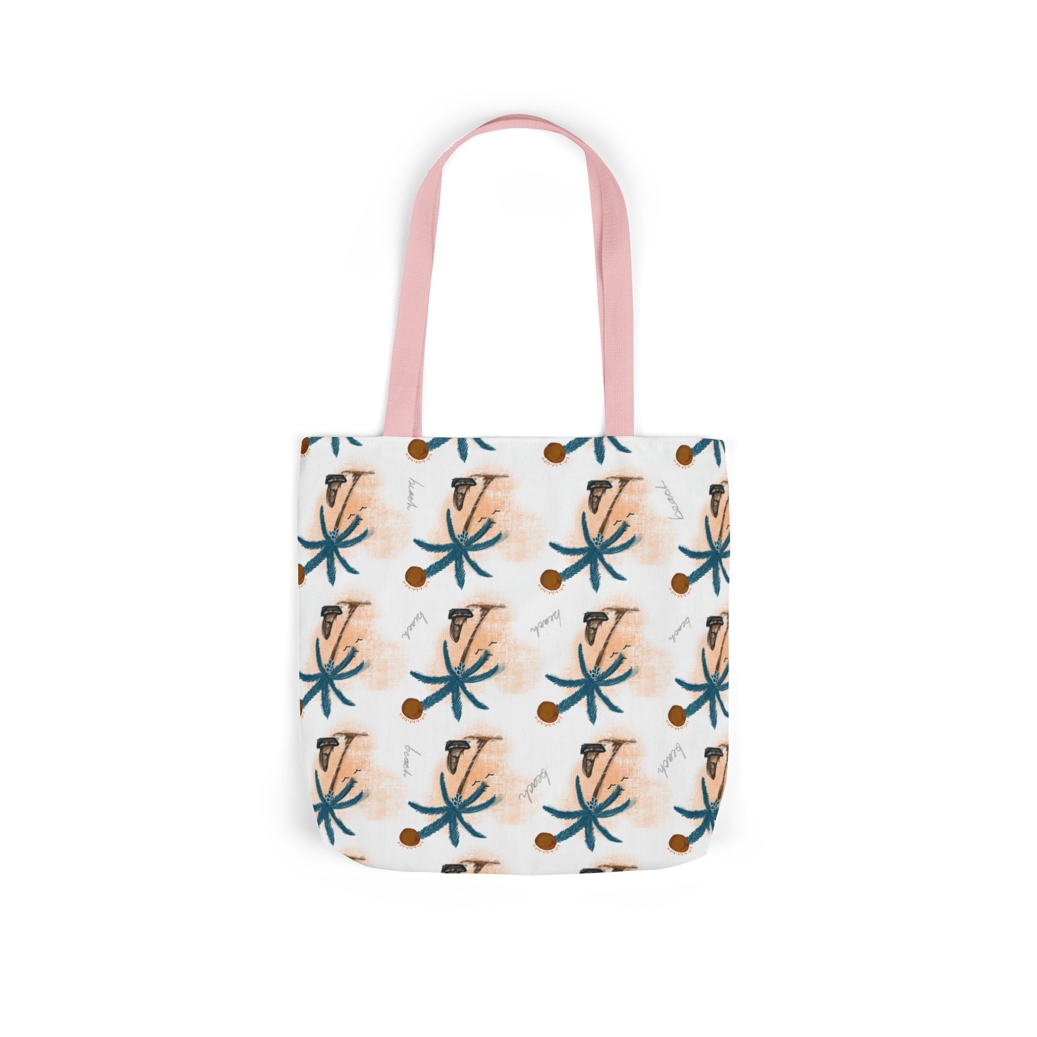 Beach Hand Drawn Art Canvas Tote Bag, 5-Color Straps Printify