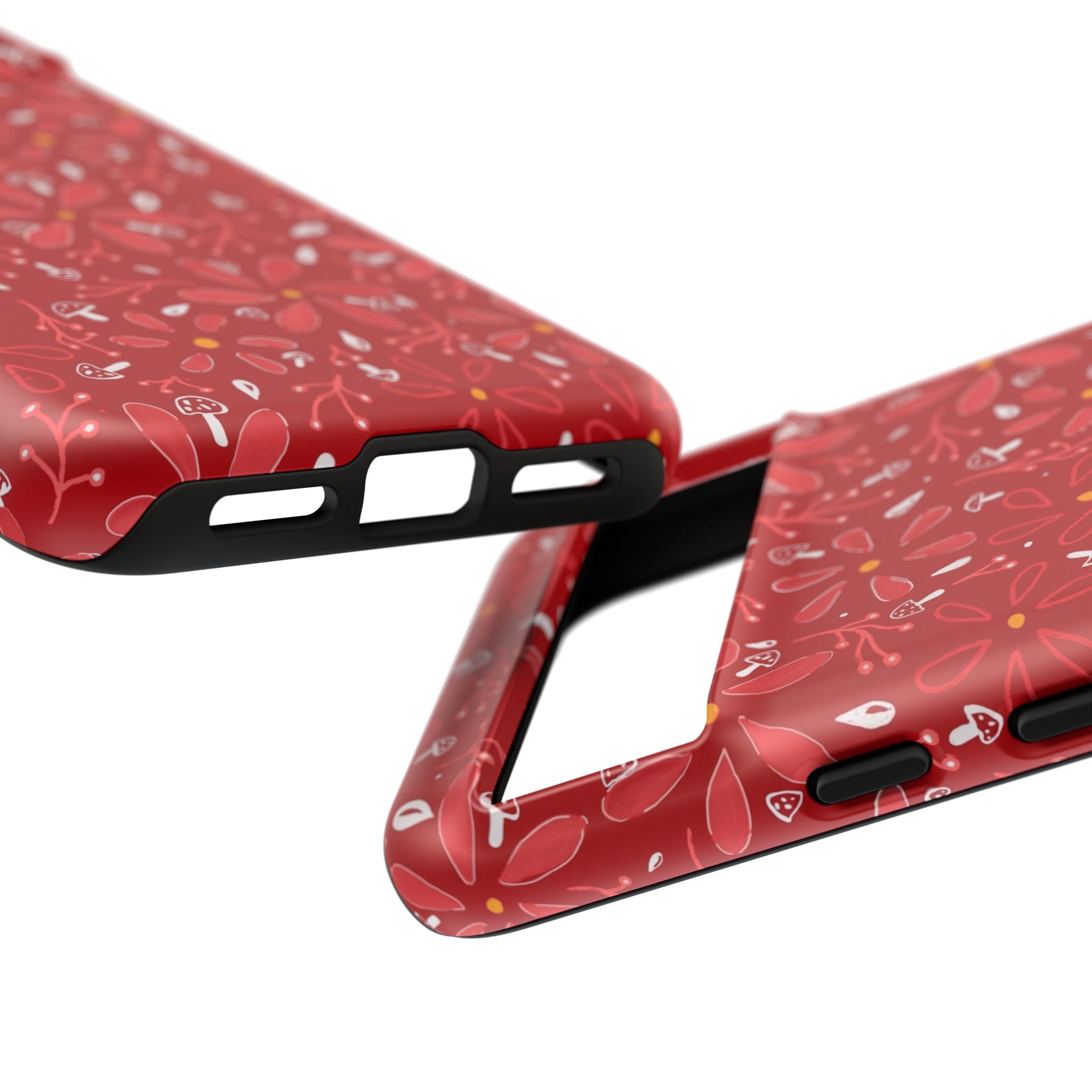 Red Flora Hand Designed Print Tough Cases Printify