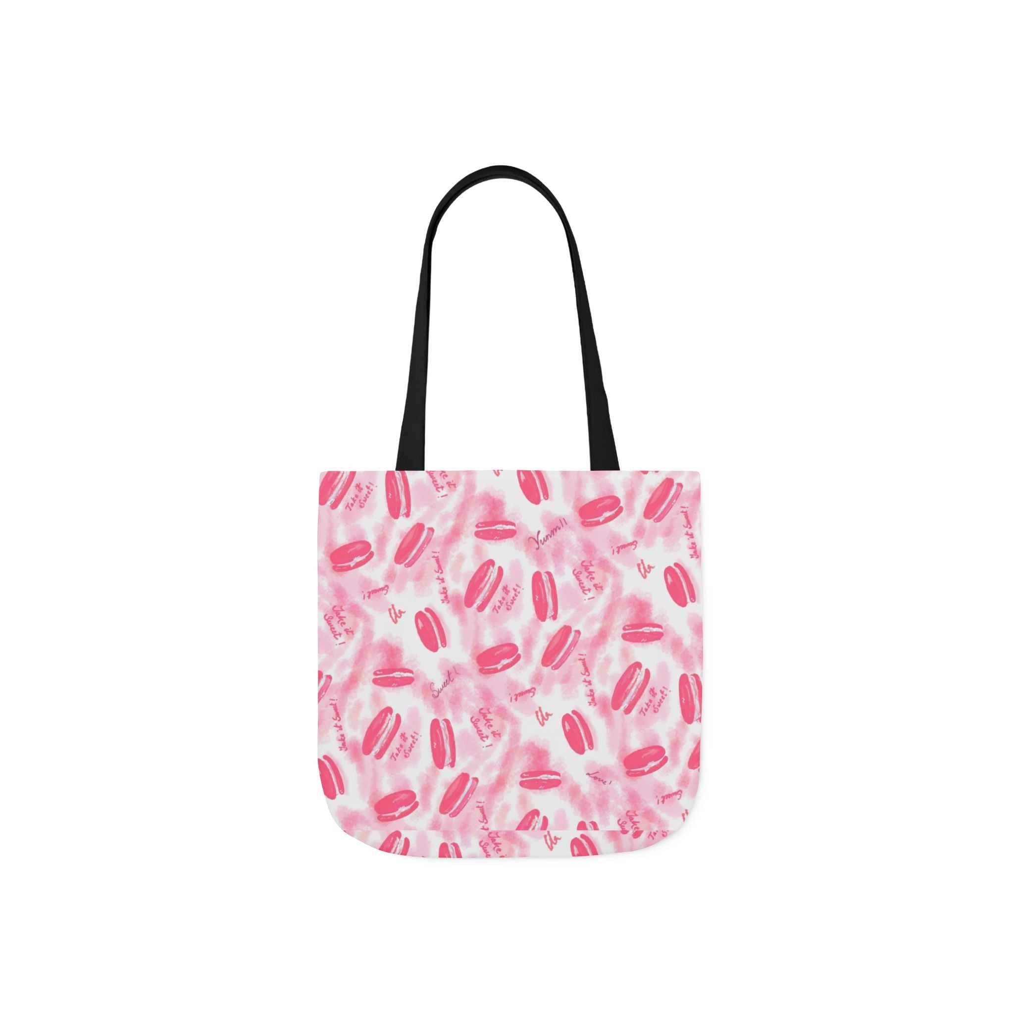 Macaron Hand Drawn Prints Canvas Tote Bag, 5-Color Straps Printify
