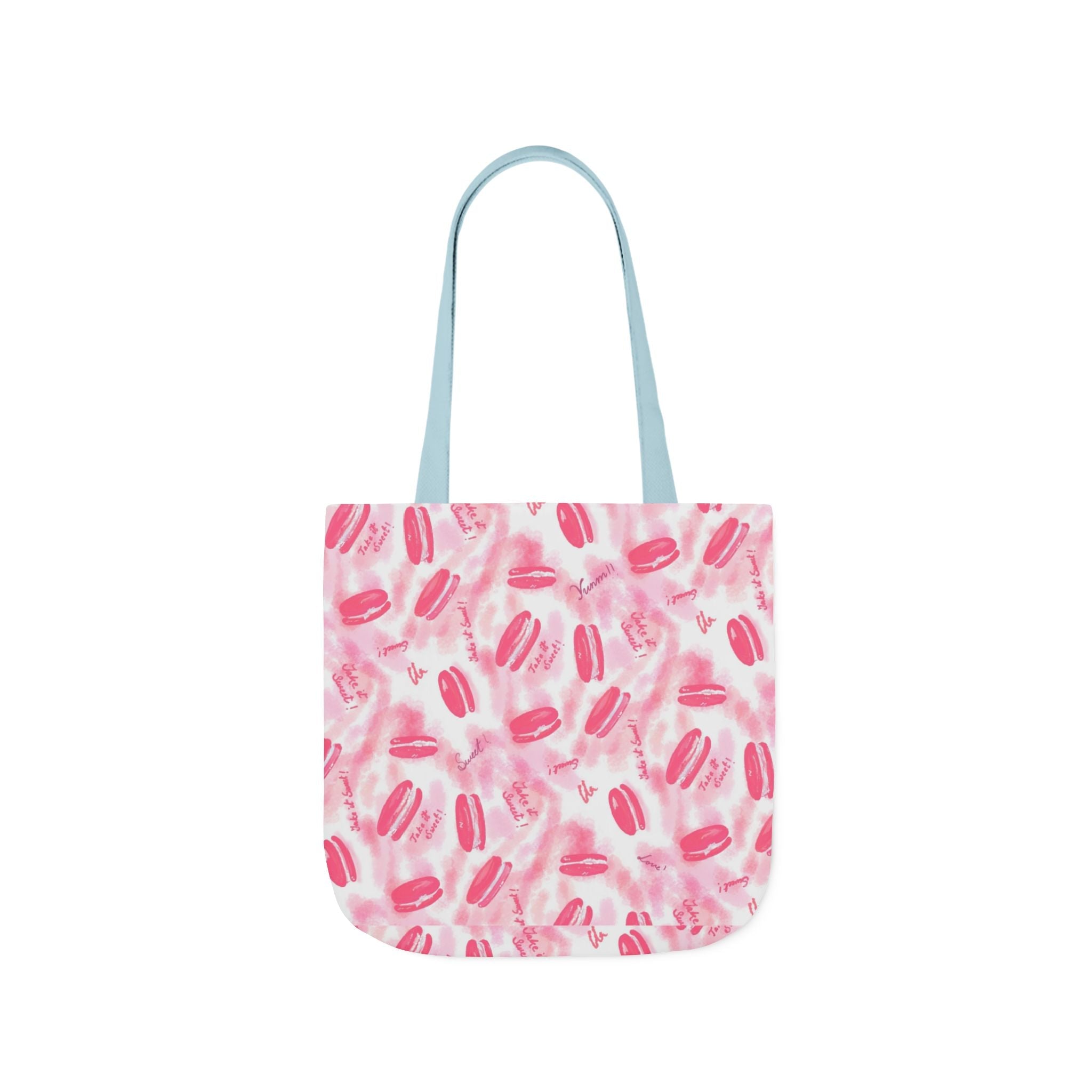 Macaron Hand Drawn Prints Canvas Tote Bag, 5-Color Straps Printify