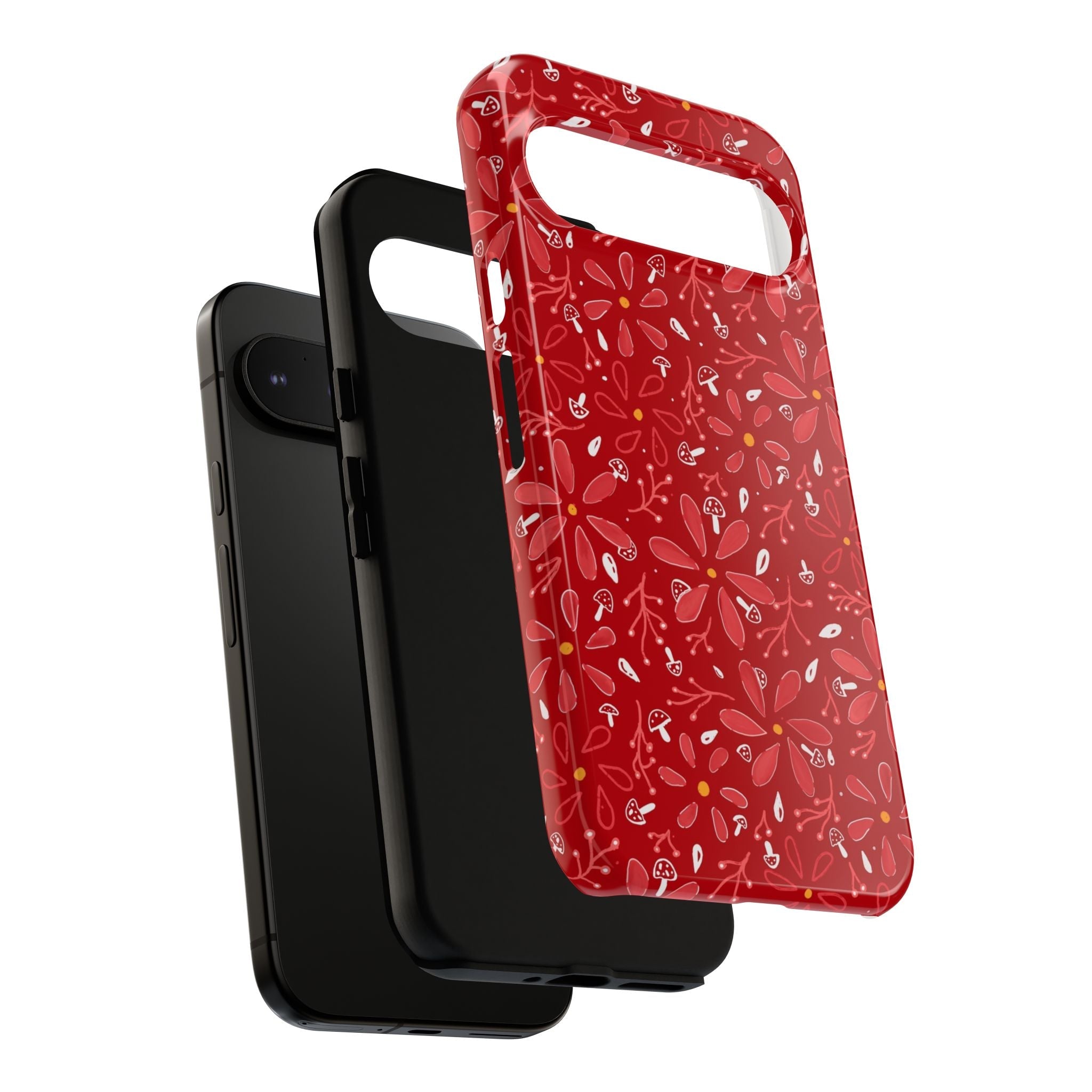 Red Flora Hand Designed Print Tough Cases Printify
