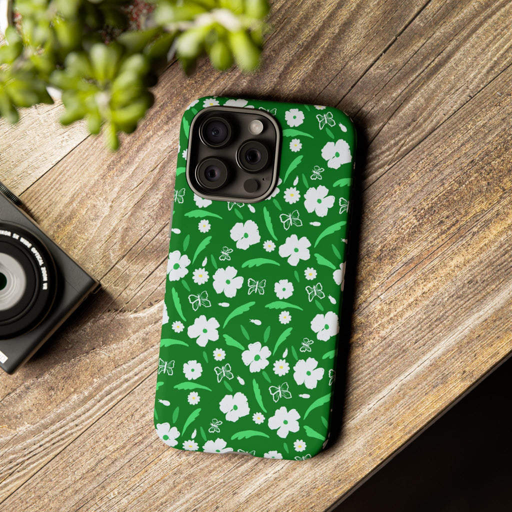 Green Meets White Flora Hand Designed Prints Tough Cases Printify