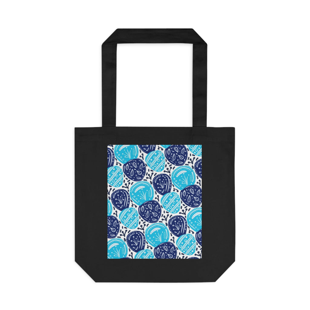 Blue Abstract Hand Drawn Ovals Prints Cotton Tote Bag Printify