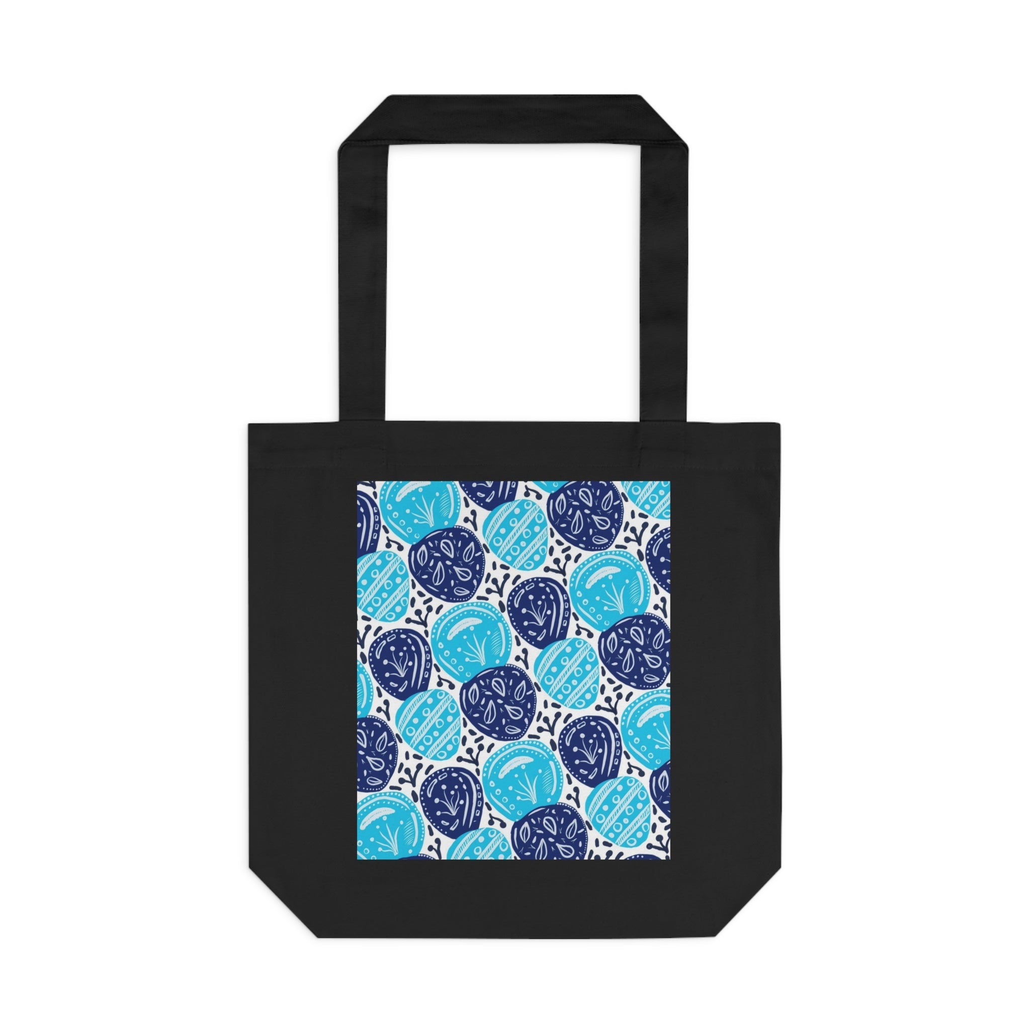 Blue Abstract Hand Drawn Ovals Prints Cotton Tote Bag Printify
