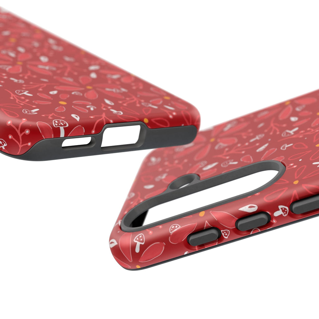 Red Flora Hand Designed Print Tough Cases Printify