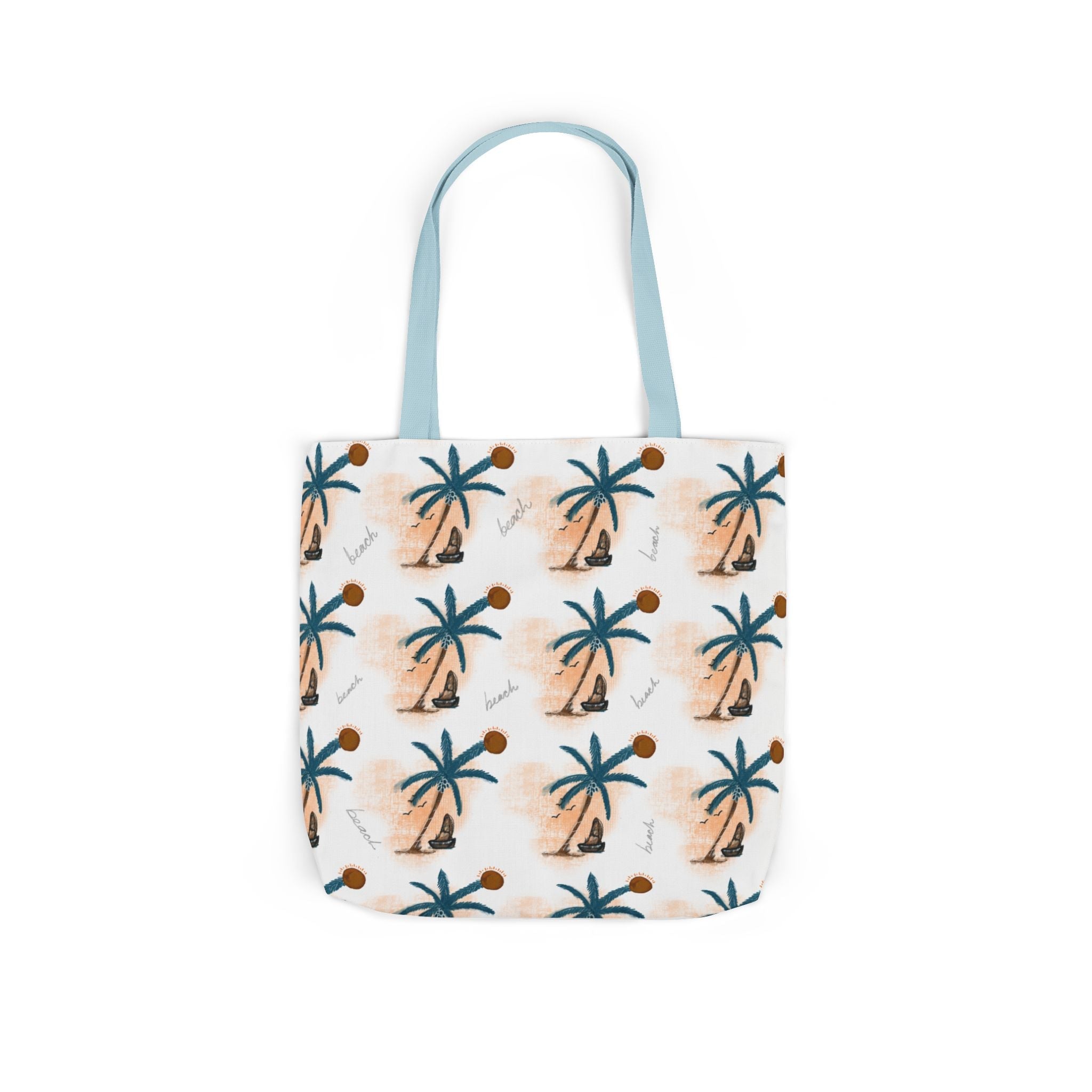 Beach Hand Drawn Art Canvas Tote Bag, 5-Color Straps Printify